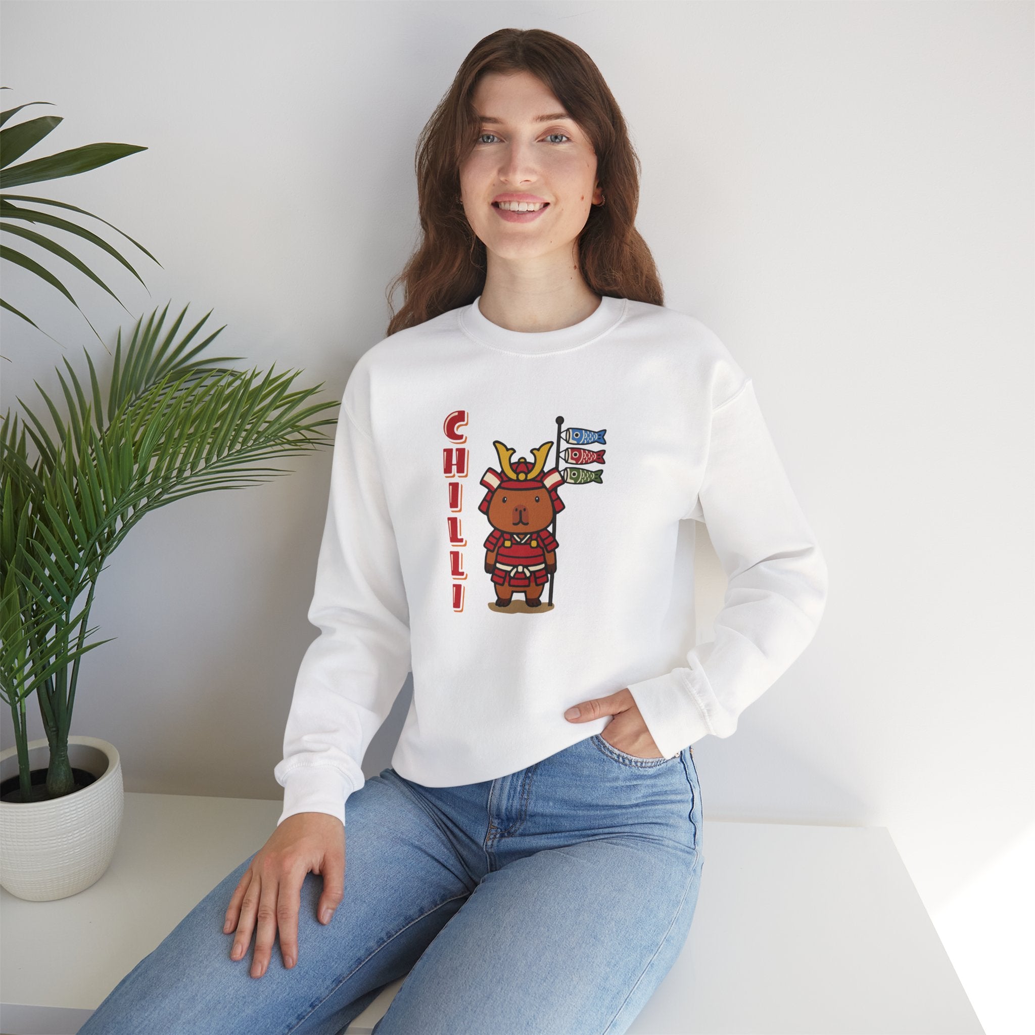 Chilli the Samurai Warrior Capybara Cartoon Sweater, Cute Kawaii Animal Gift for Adults
