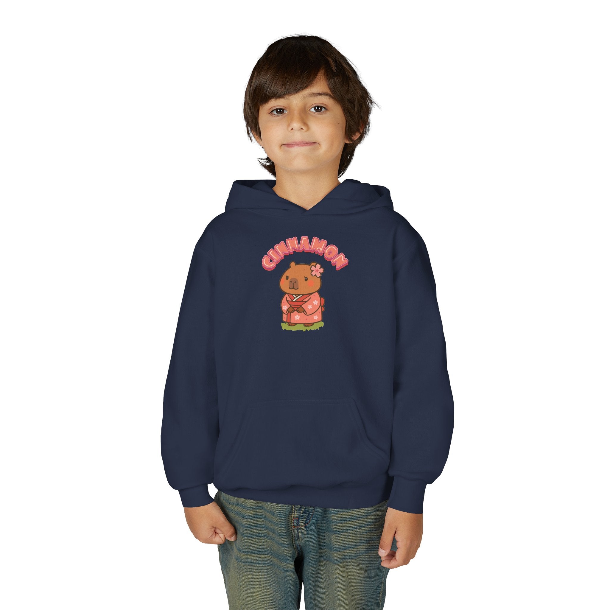 Cinnamon the Cherry Blossom Lover Capybara Cartoon Hoodie, Cute Kawaii Animal Gift