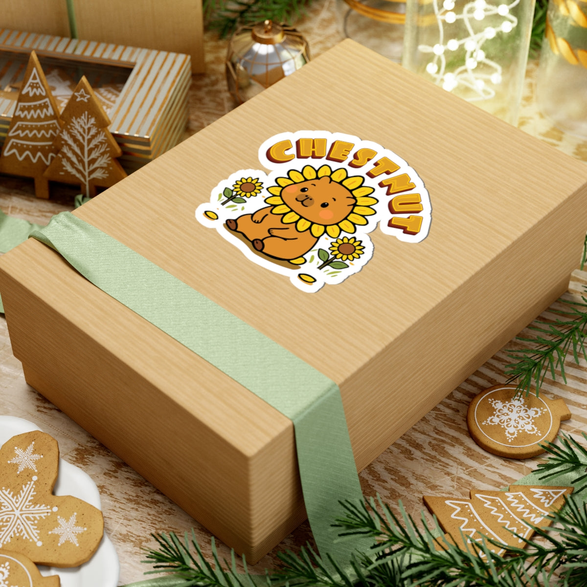 Chestnut the Sunflower Lover Capybara Cartoon Stickers, Cute Kawaii Animal Gift for Children