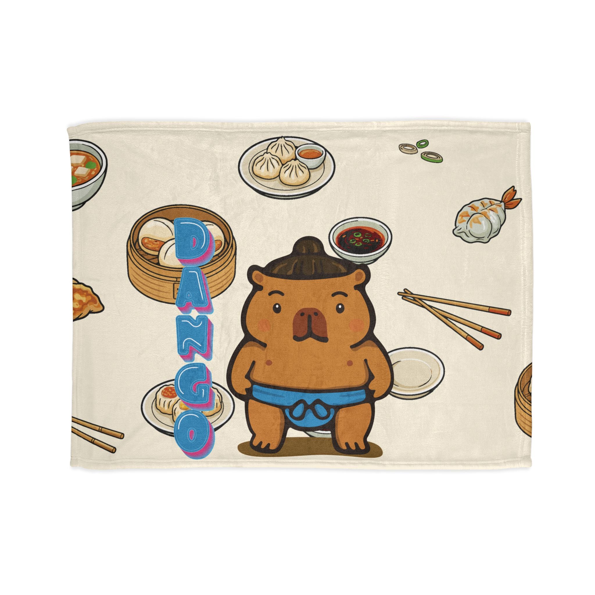 Dango the Sumo Lover Capybara Cartoon Soft Blanket, Cute Kawaii Animal Gift