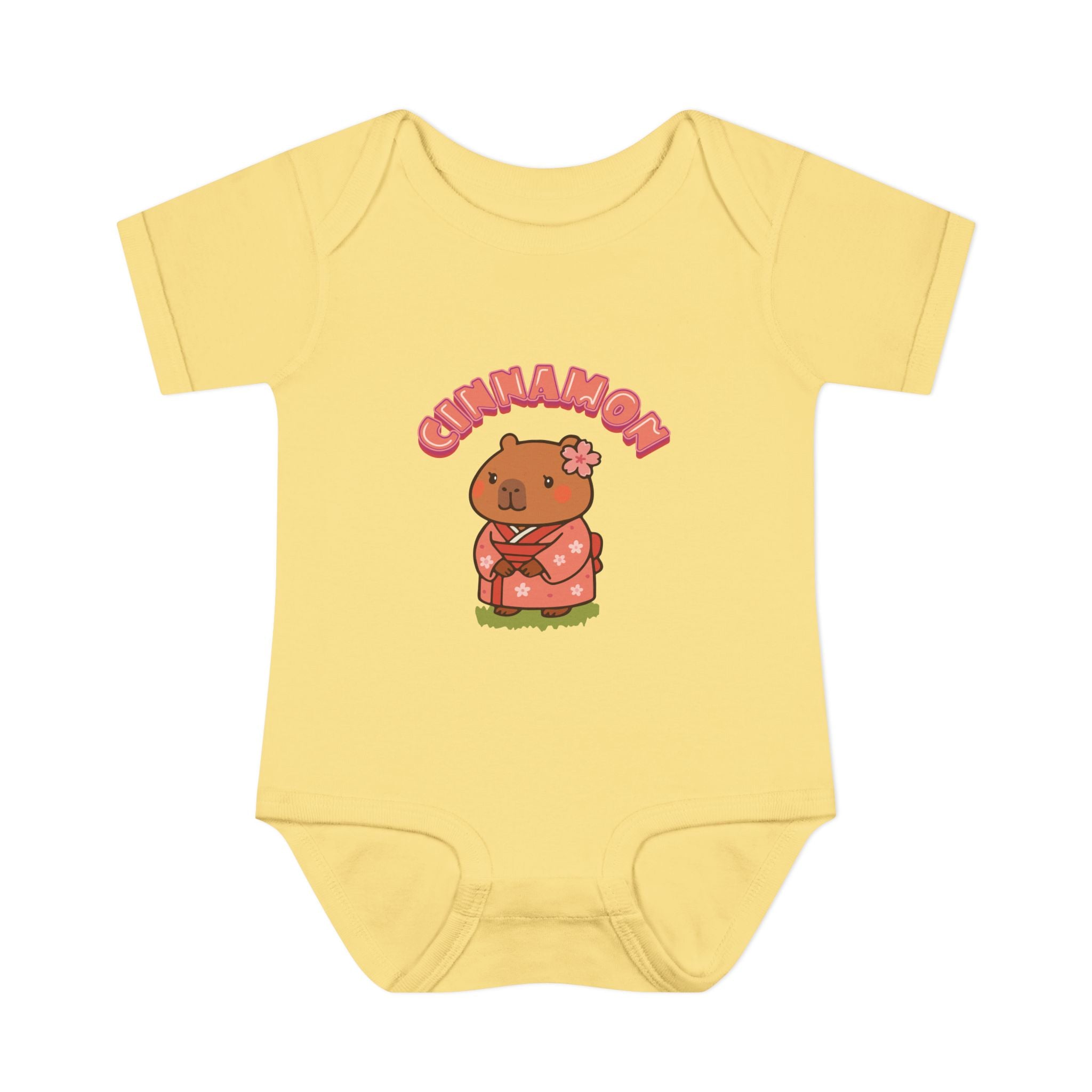 Cinnamon the Cherry Blossom Lover Capybara Cartoon Bodysuit, Cute Kawaii Animal Gift