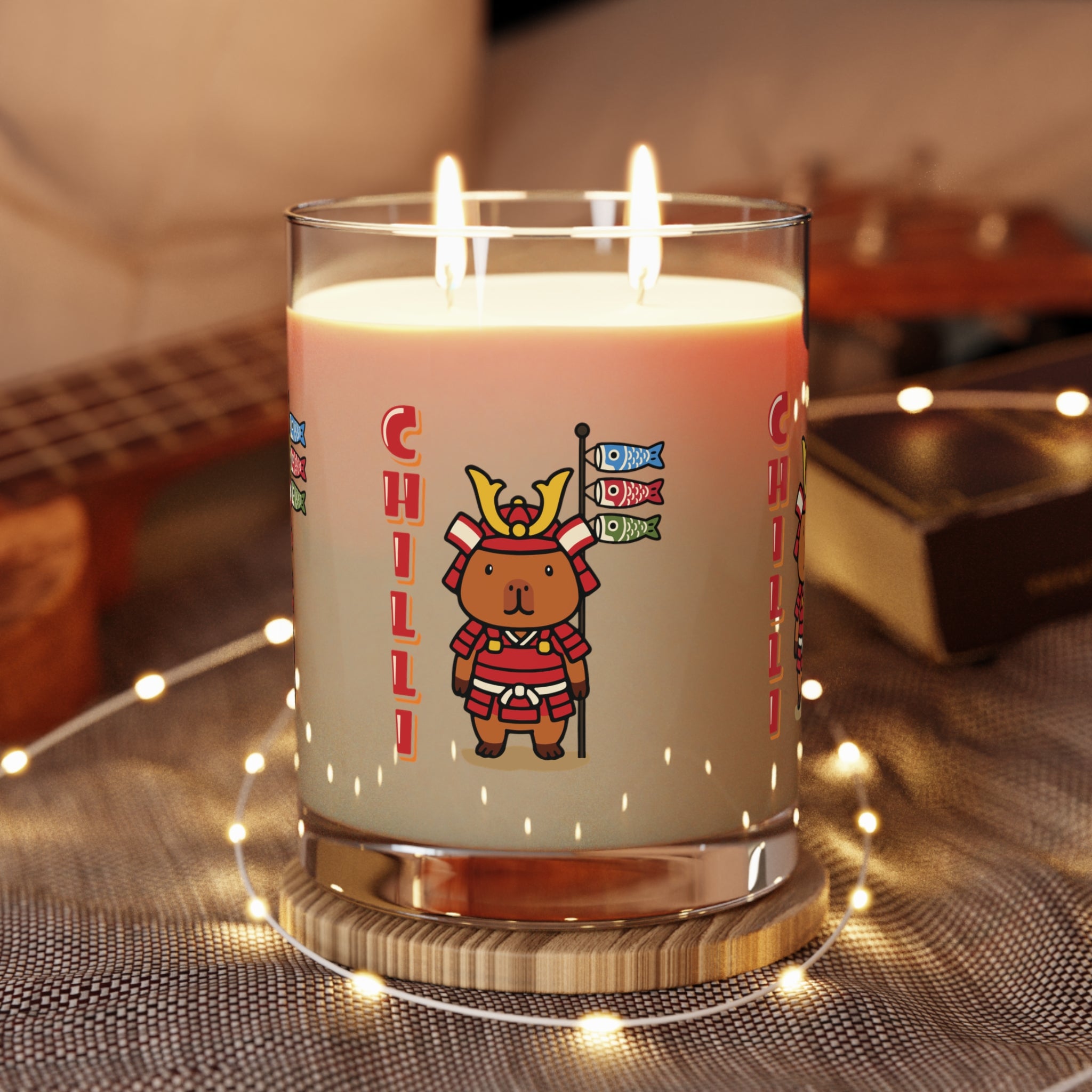 Chilli the Samurai Warrior Capybara Cartoon Candle, Cute Kawaii Animal Gift