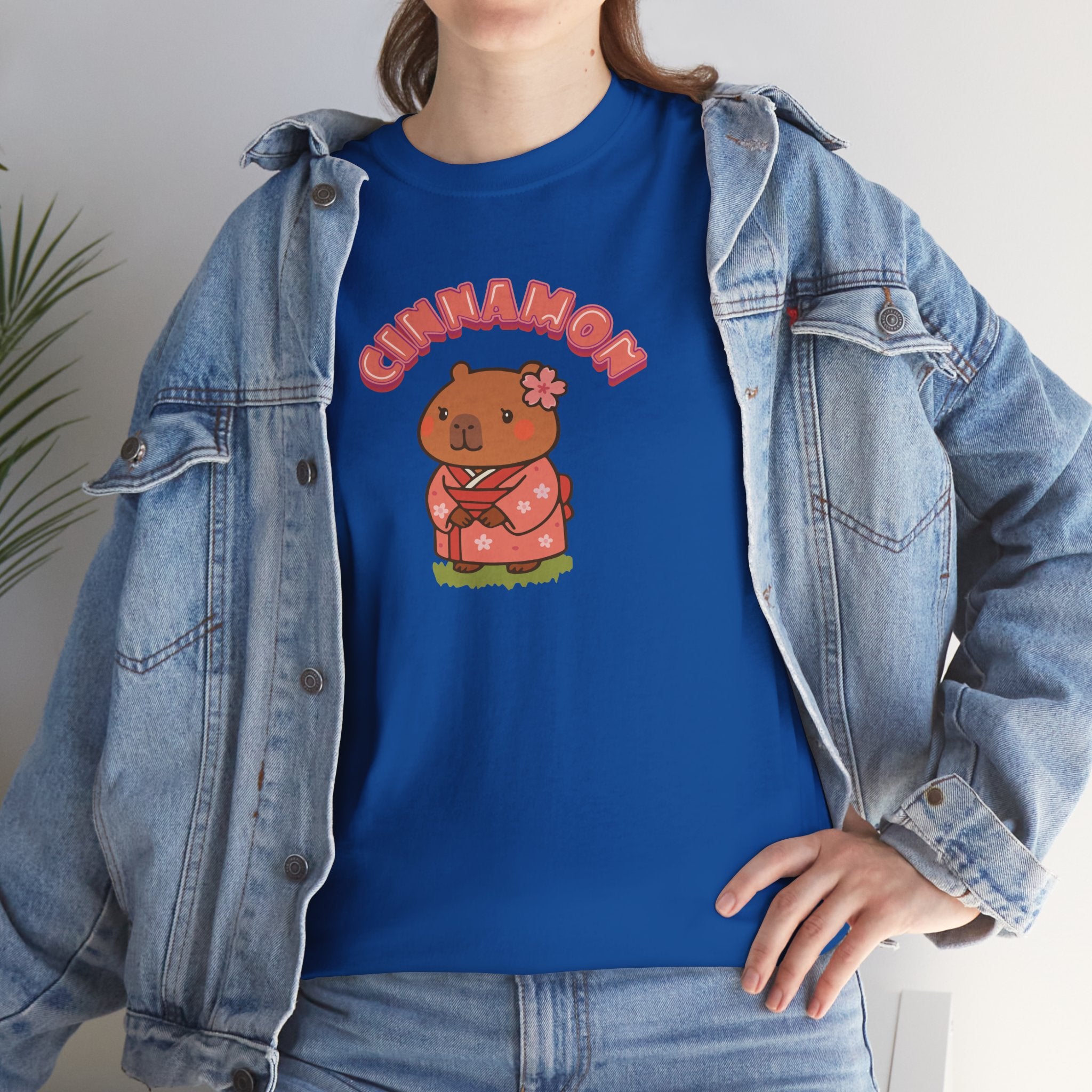 Cinnamon the Cherry Blossom Lover Capybara Cartoon T-Shirt, Cute Kawaii Animal Gift