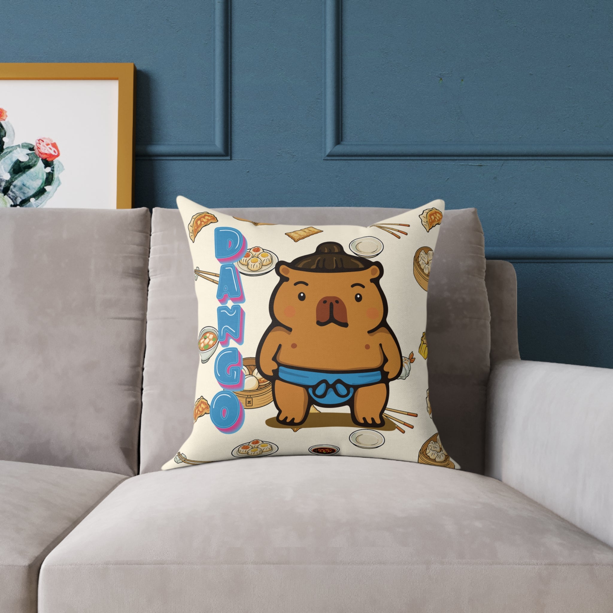 Dango the Sumo Lover Capybara Cartoon Pillow, Cute Kawaii Animal Gift