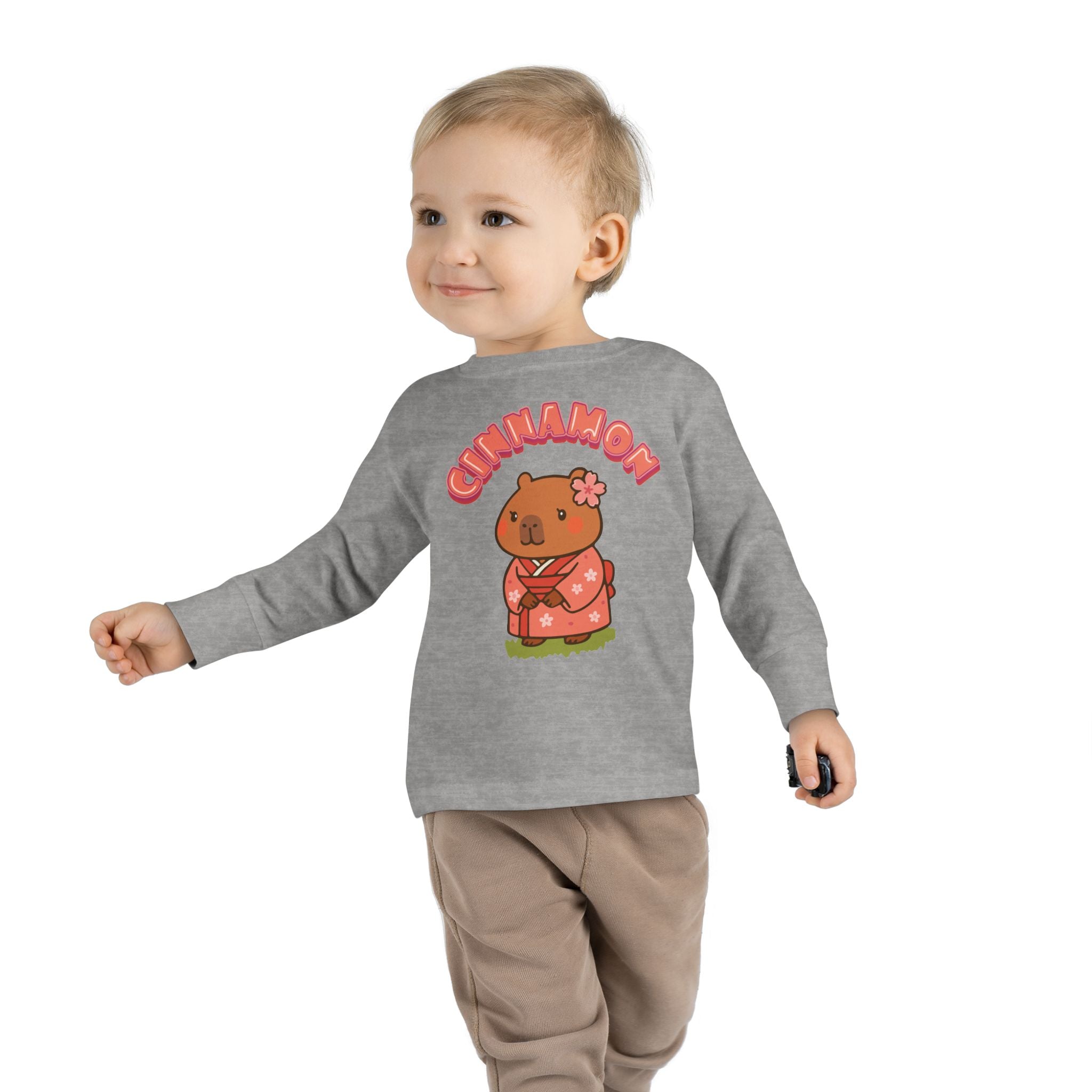 Cinnamon the Cherry Blossom Lover Capybara Cartoon long sleeve shirt, Cute Kawaii Animal Gift