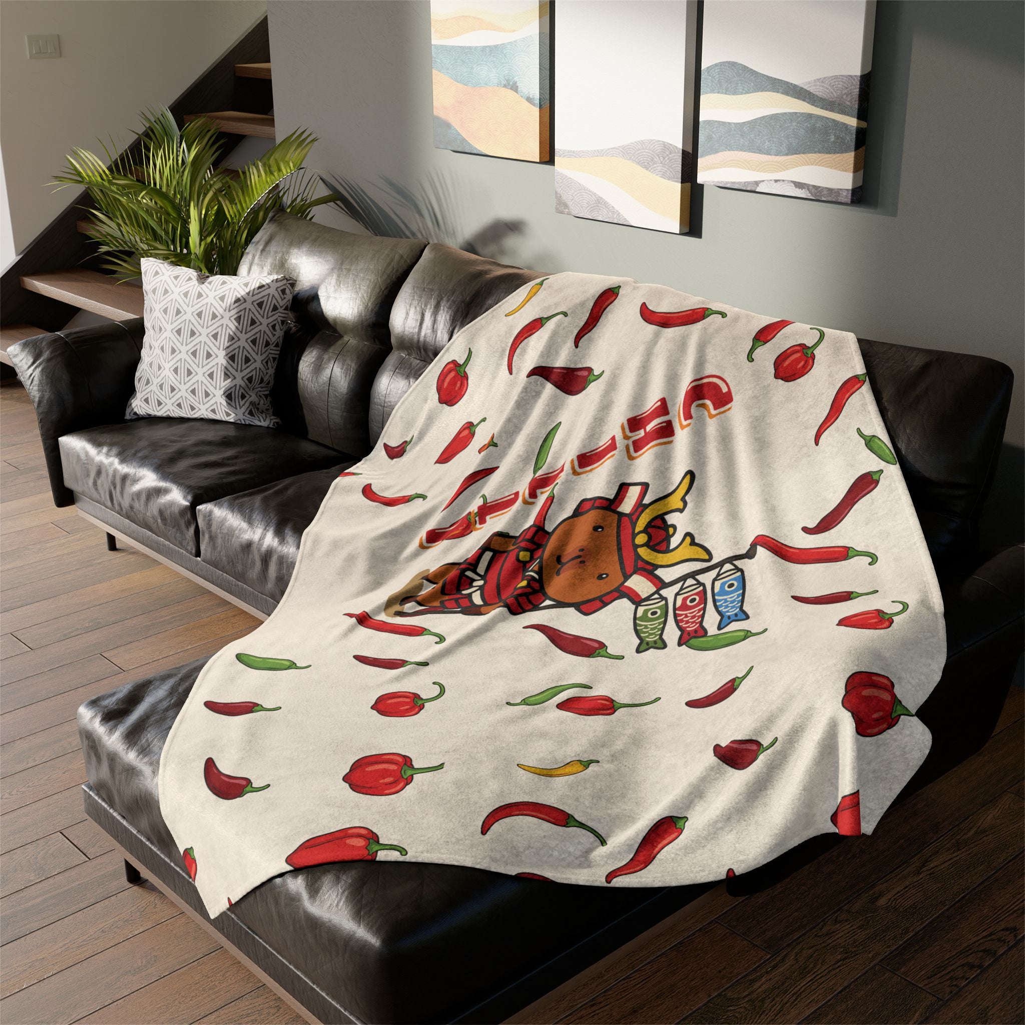 Chilli the Samurai Warrior Capybara Cartoon Soft Blanket, Cute Kawaii Animal Gift