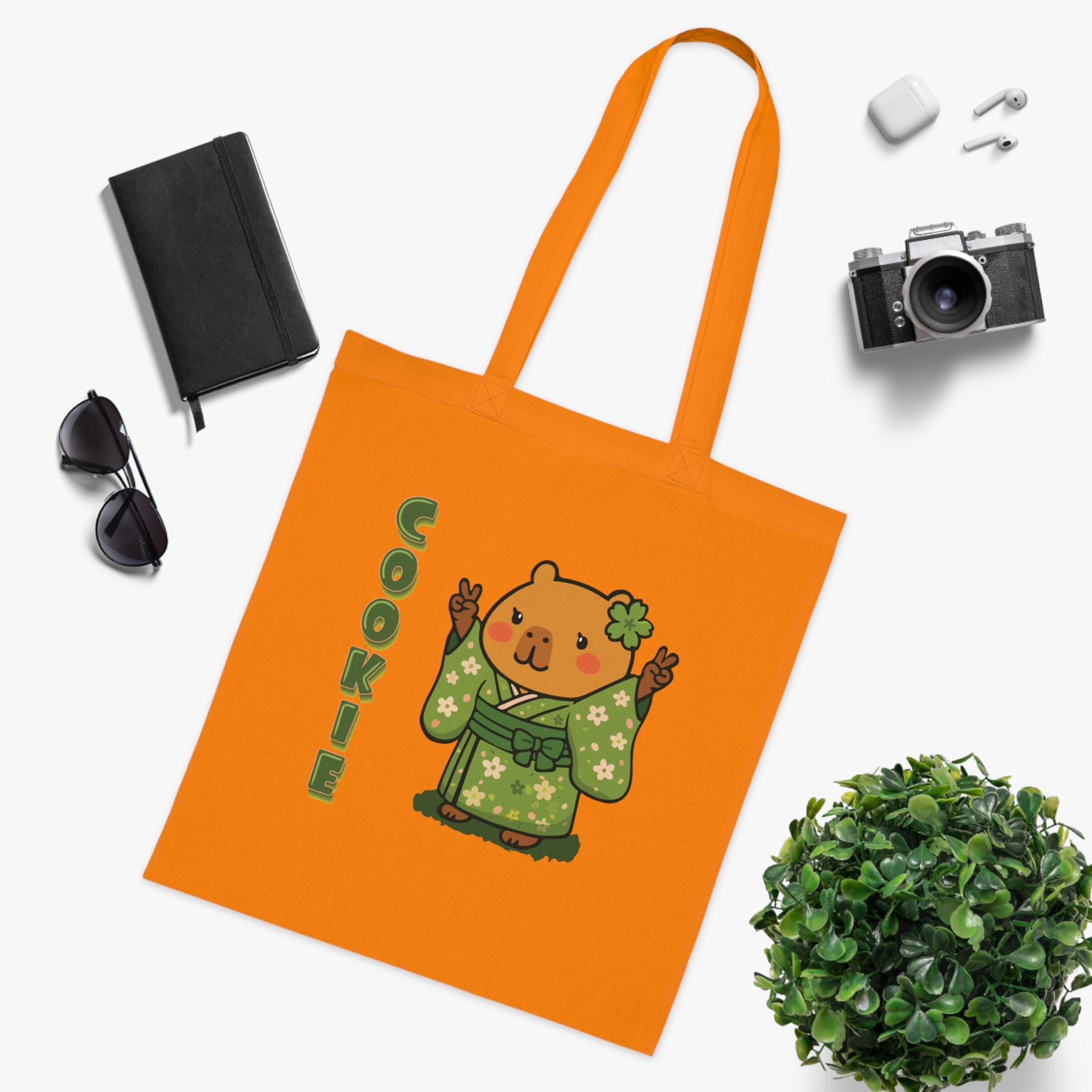 Cookie the Fun Lover Capybara Cartoon Tote Bag, Cute Kawaii Animal Gift