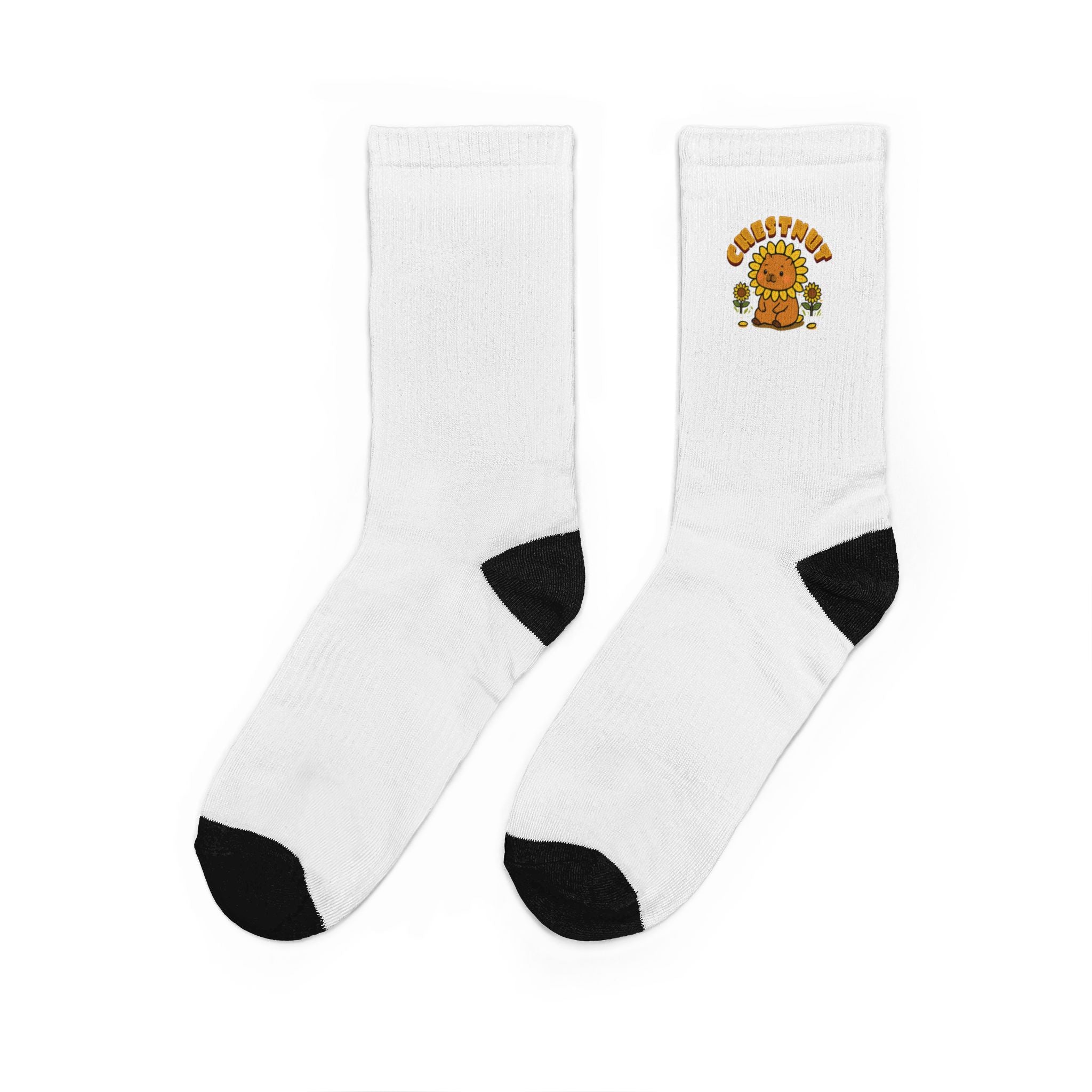 Chestnut the Sunflower Lover Capybara Cartoon Socks, Cute Kawaii Animal Gift