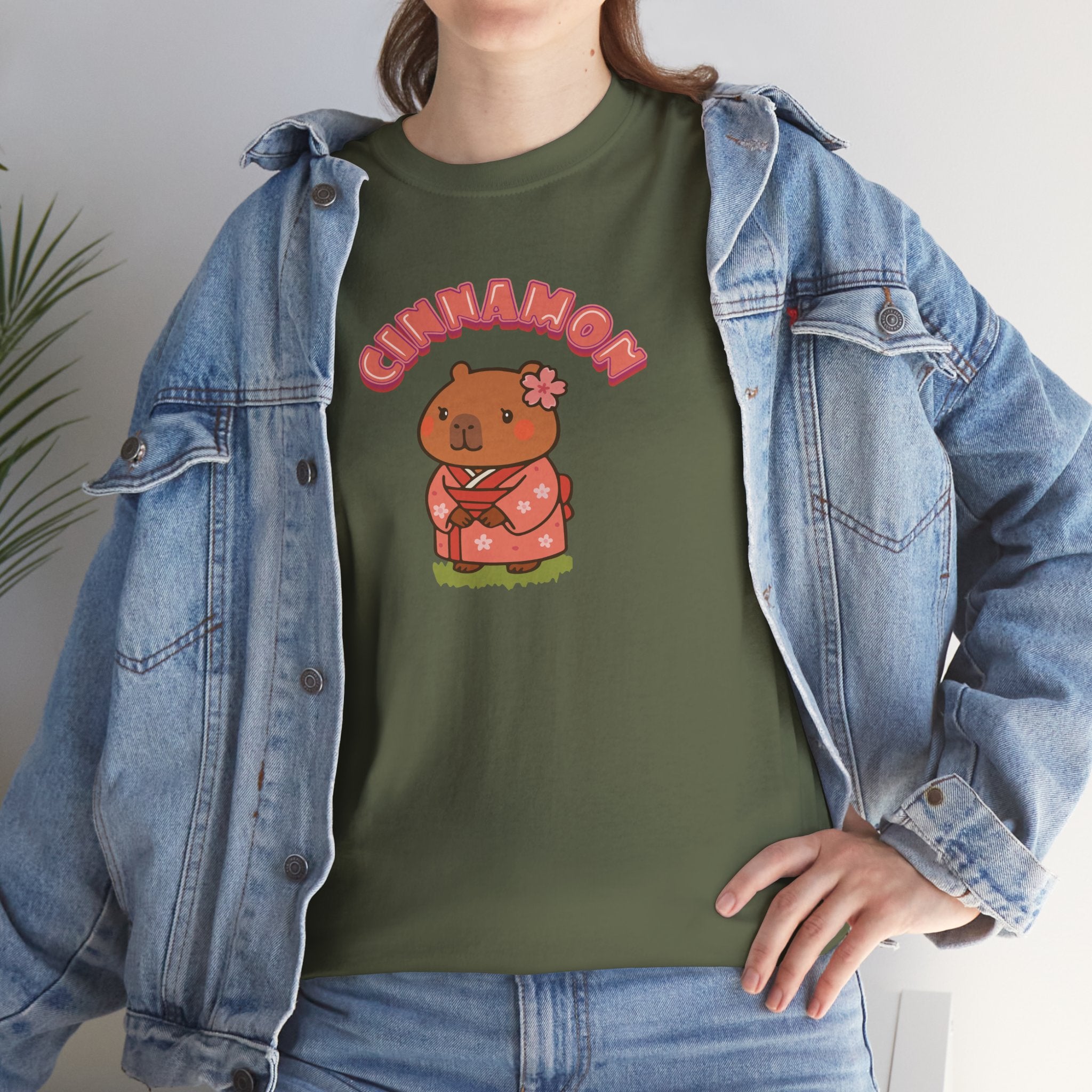 Cinnamon the Cherry Blossom Lover Capybara Cartoon T-Shirt, Cute Kawaii Animal Gift
