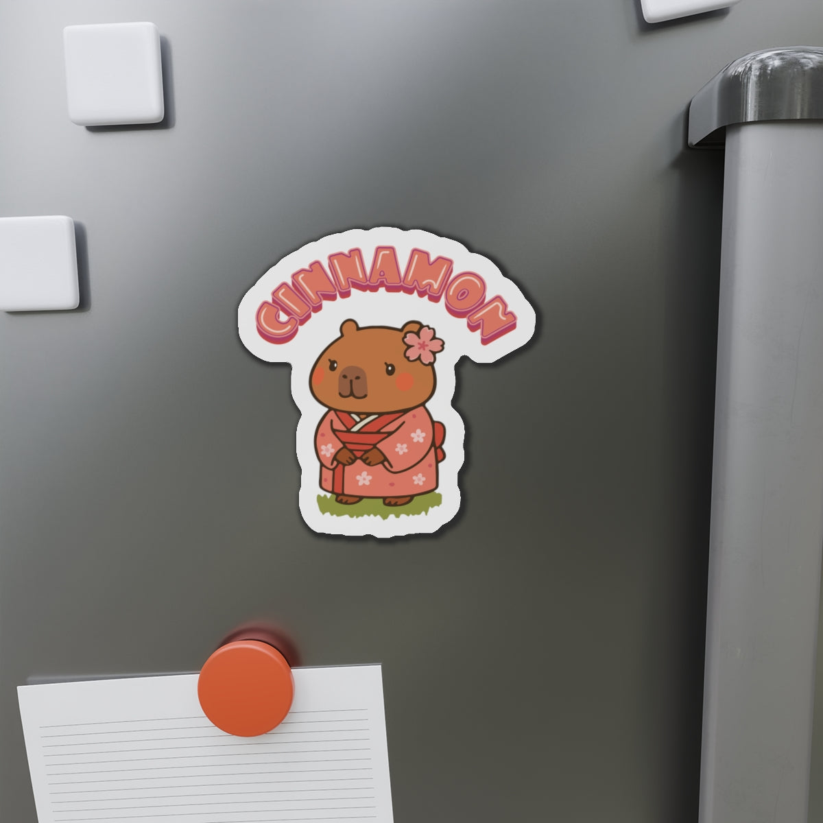 Cinnamon the Cherry Blossom Lover Capybara Cartoon Magnets, Cute Kawaii Animal Gift