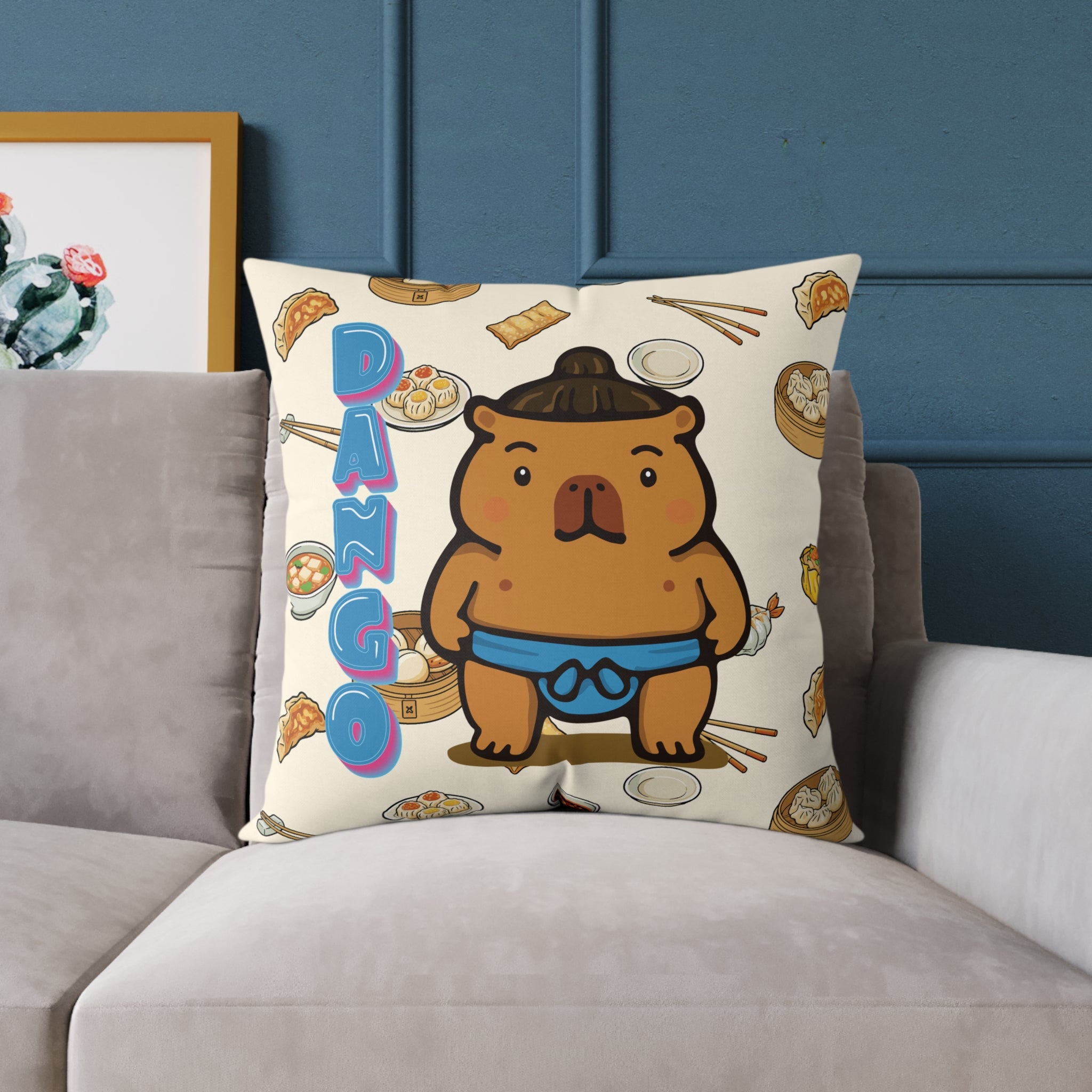 Dango the Sumo Lover Capybara Cartoon Pillow, Cute Kawaii Animal Gift