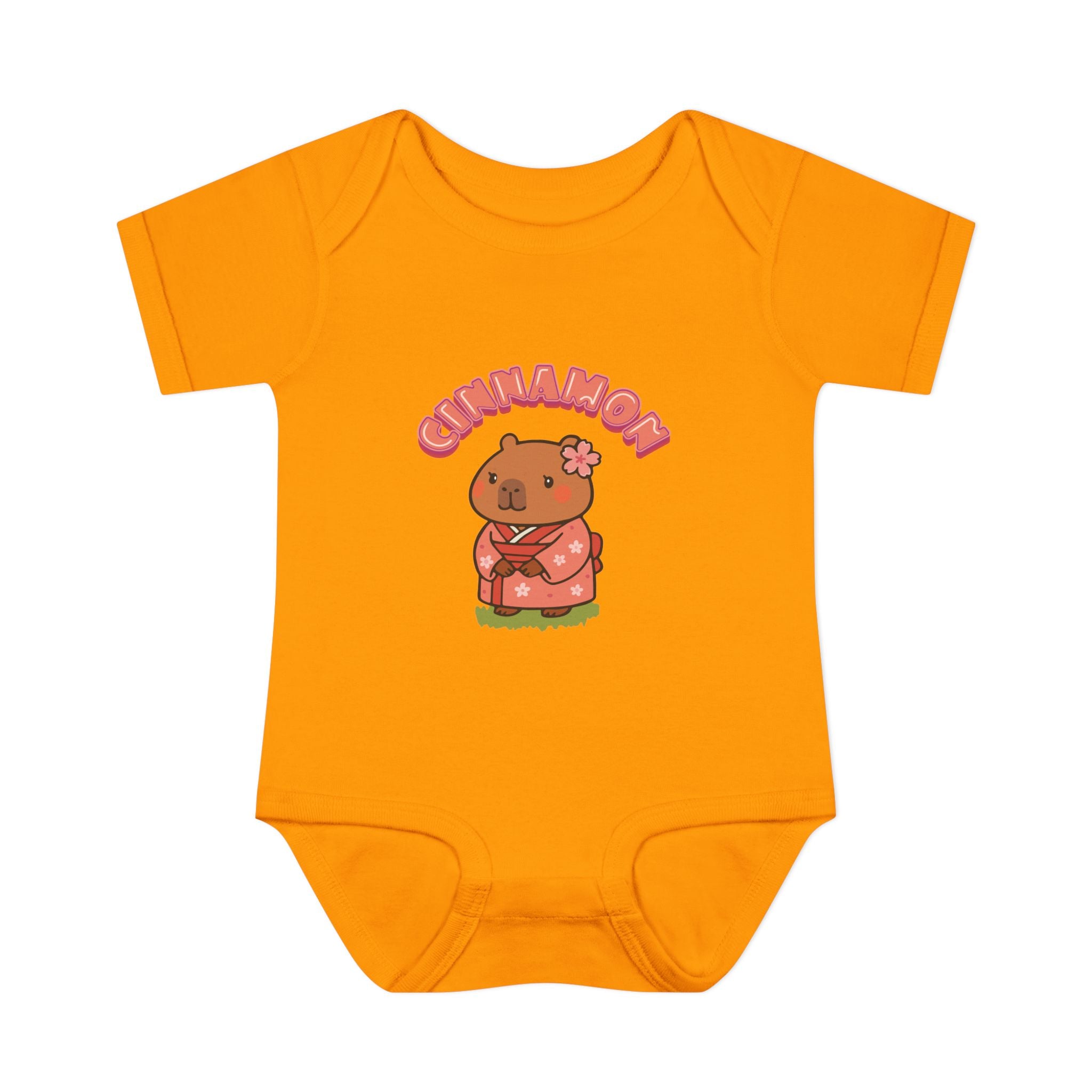 Cinnamon the Cherry Blossom Lover Capybara Cartoon Bodysuit, Cute Kawaii Animal Gift