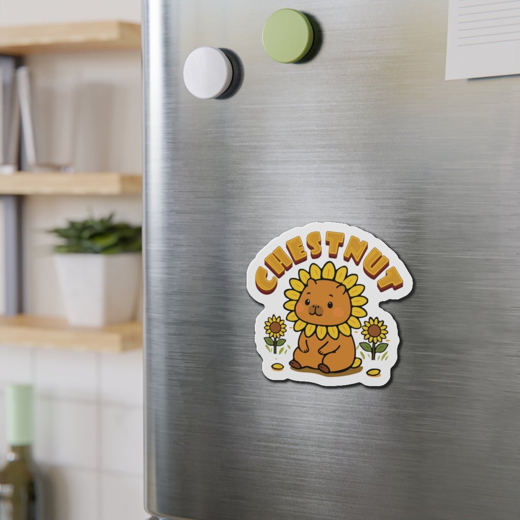 Chestnut the Sunflower Lover Capybara Cartoon Magnets, Cute Kawaii Animal Gift