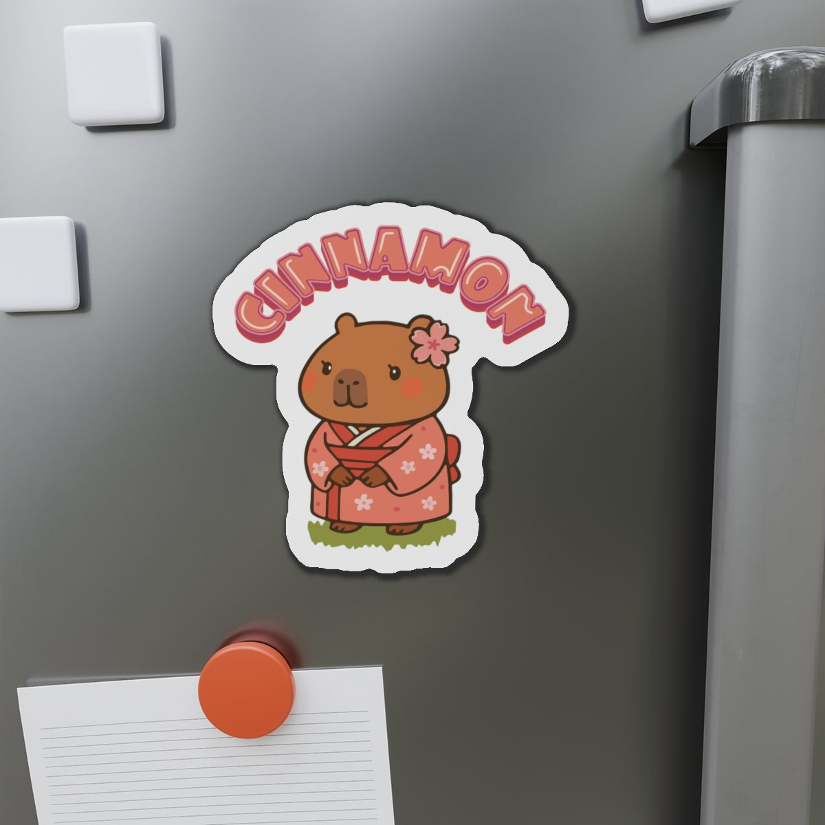 Cinnamon the Cherry Blossom Lover Capybara Cartoon Magnets, Cute Kawaii Animal Gift
