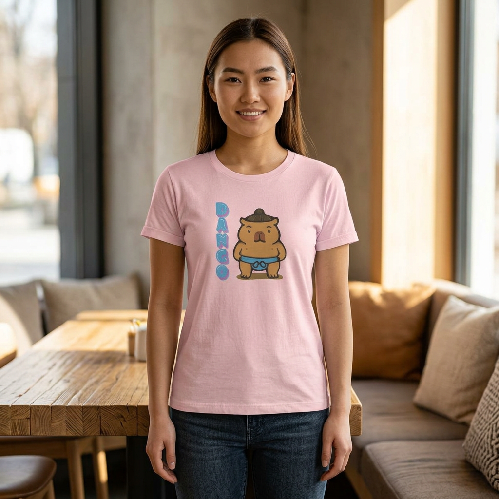 Dango the Sumo Lover Capybara Cartoon T-Shirt, Cute Kawaii Animal Gift