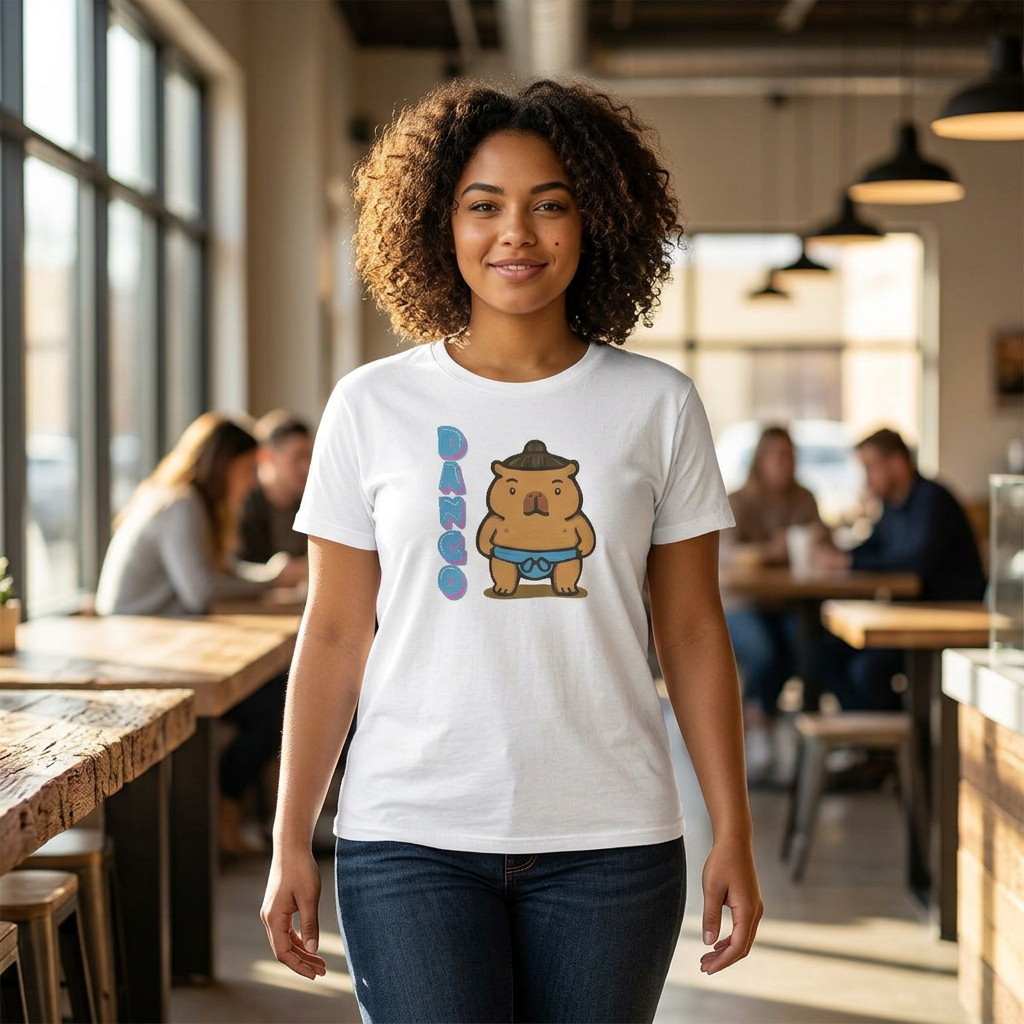 Dango the Sumo Lover Capybara Cartoon T-Shirt, Cute Kawaii Animal Gift