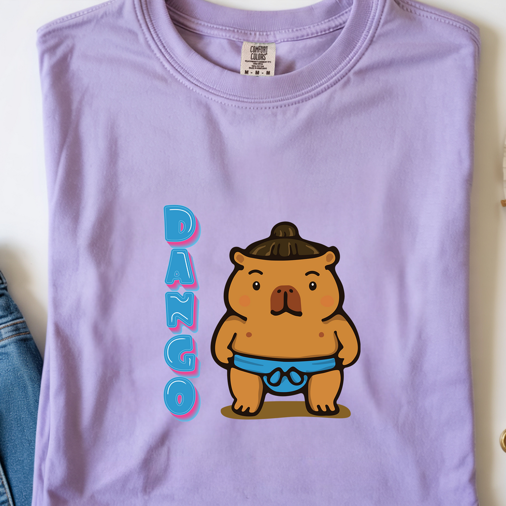 Dango the Sumo Lover Capybara Cartoon T-Shirt, Cute Kawaii Animal Gift