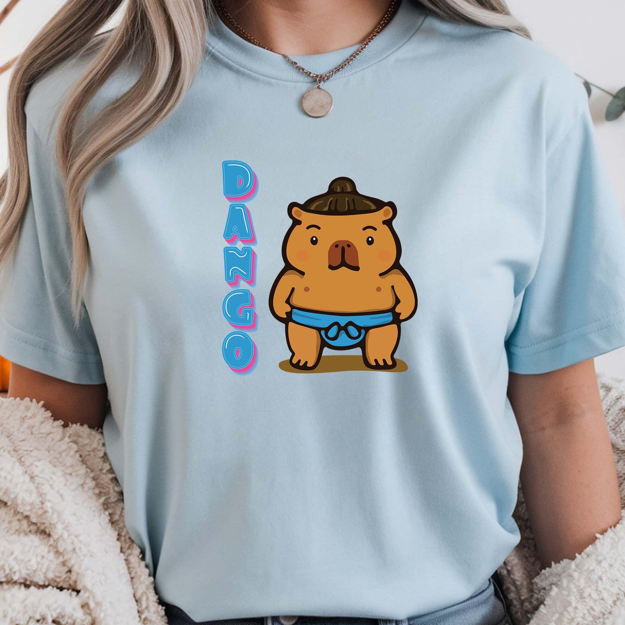 Dango the Sumo Lover Capybara Cartoon T-Shirt, Cute Kawaii Animal Gift