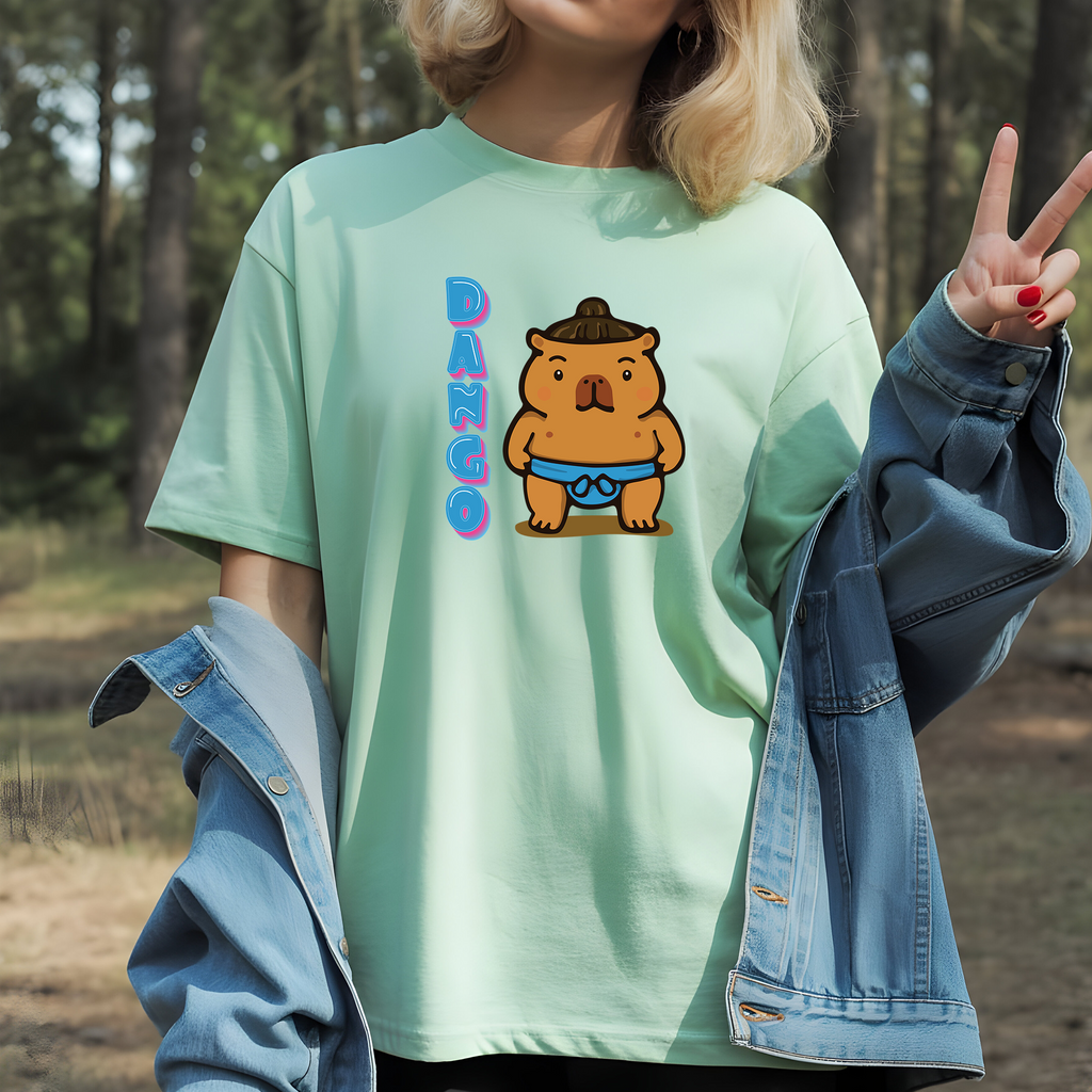 Dango the Sumo Lover Capybara Cartoon T-Shirt, Cute Kawaii Animal Gift