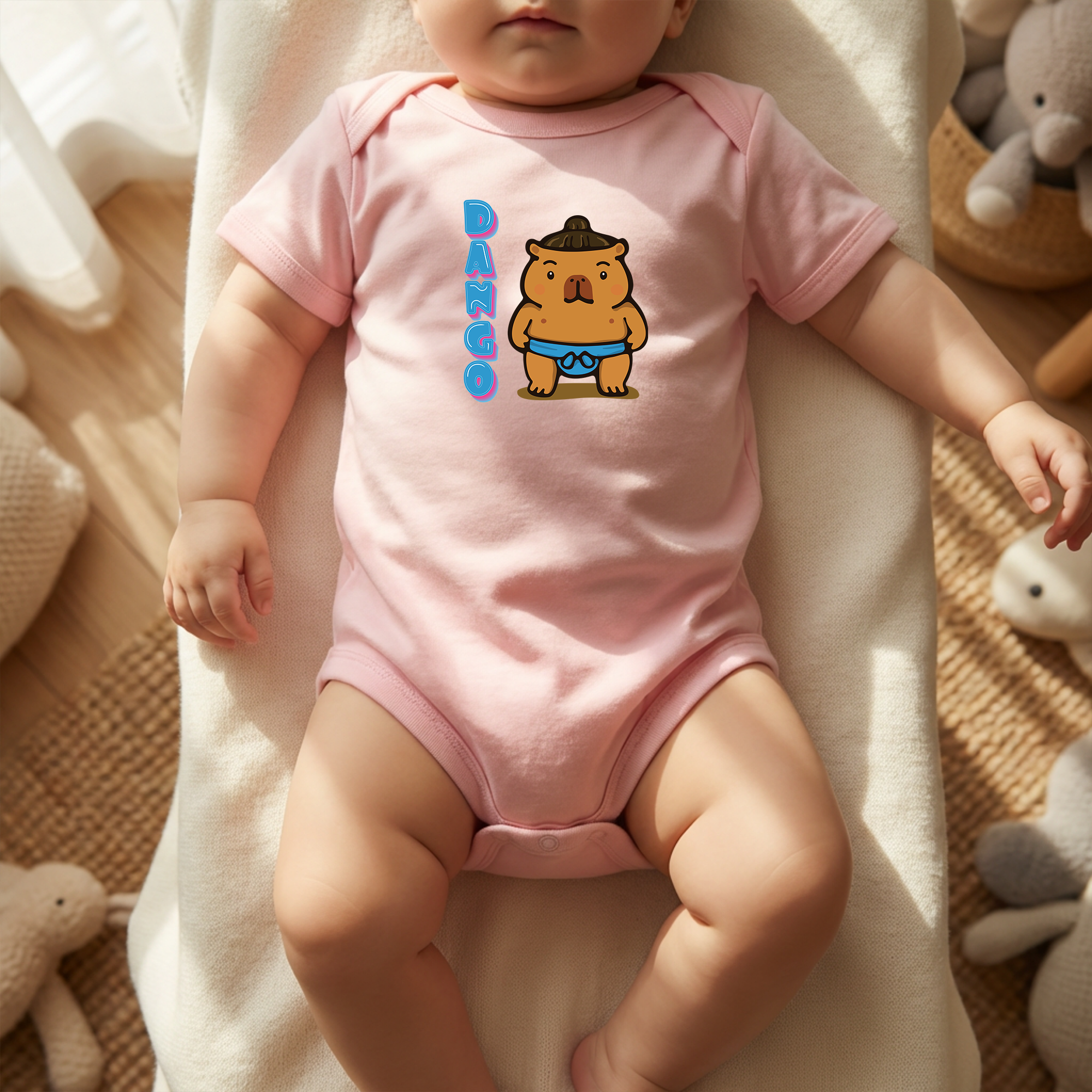 Dango the Sumo Lover Capybara Cartoon Bodysuit, Cute Kawaii Animal Gift