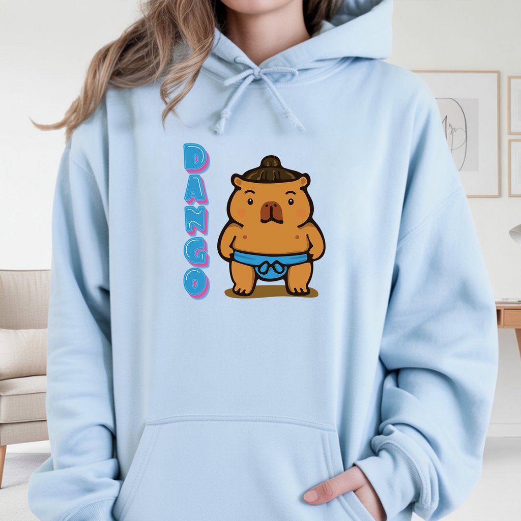 Dango the Sumo Lover Capybara Cartoon Hoodie, Cute Kawaii Animal Gift