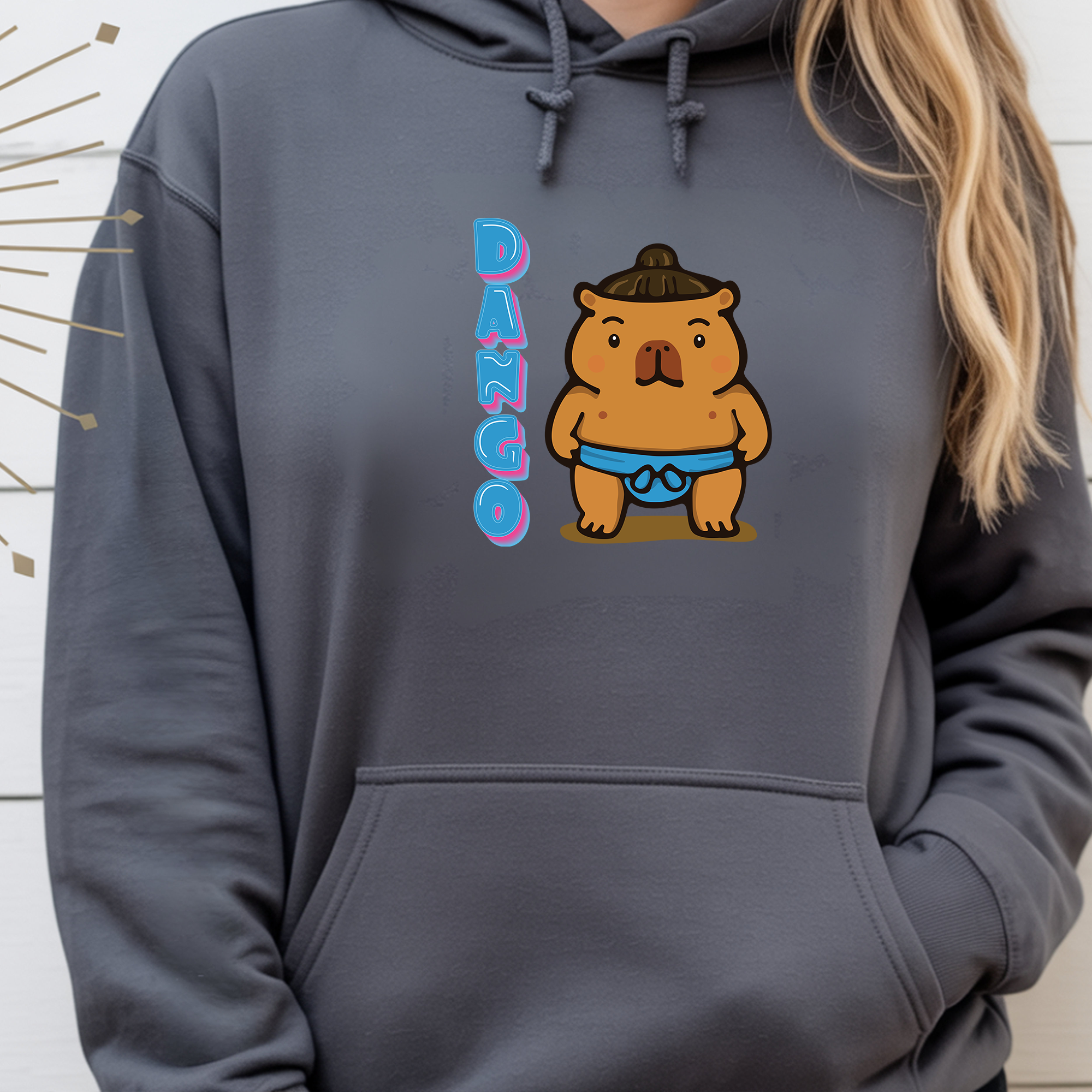 Dango the Sumo Lover Capybara Cartoon Hoodie, Cute Kawaii Animal Gift