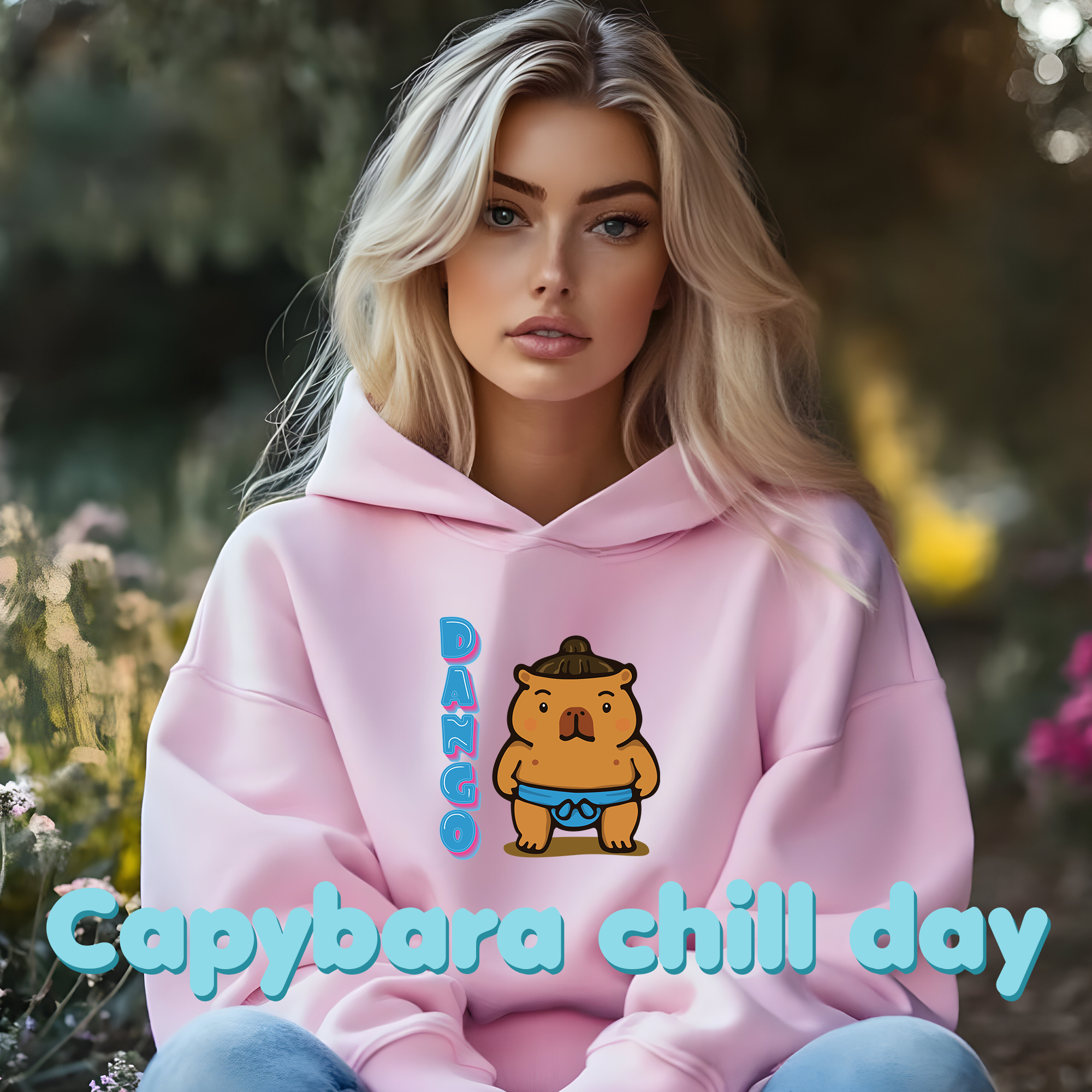 Dango the Sumo Lover Capybara Cartoon Hoodie, Cute Kawaii Animal Gift