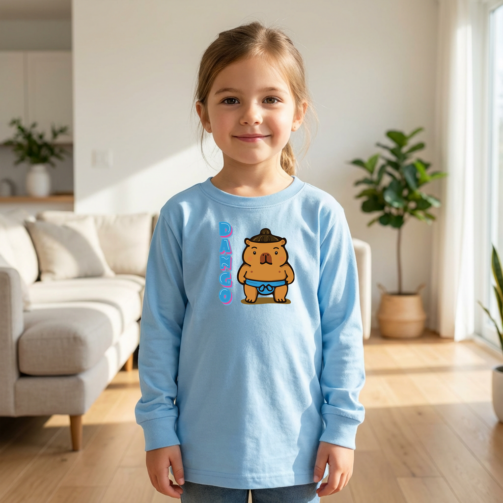 Dango the Sumo Lover Capybara Cartoon long sleeve shirt, Cute Kawaii Animal Gift