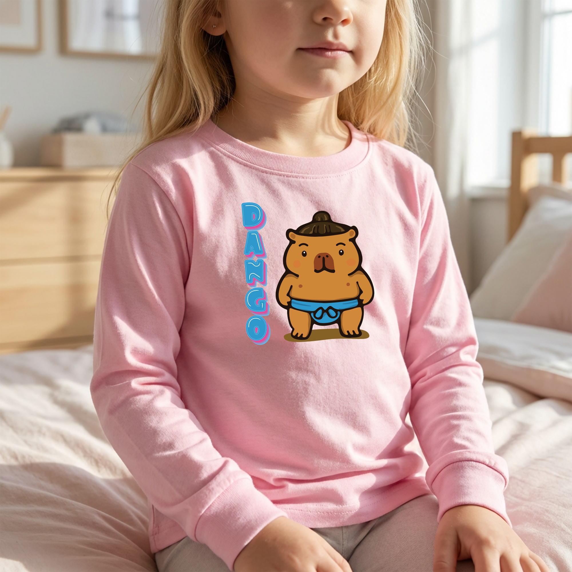 Dango the Sumo Lover Capybara Cartoon long sleeve shirt, Cute Kawaii Animal Gift