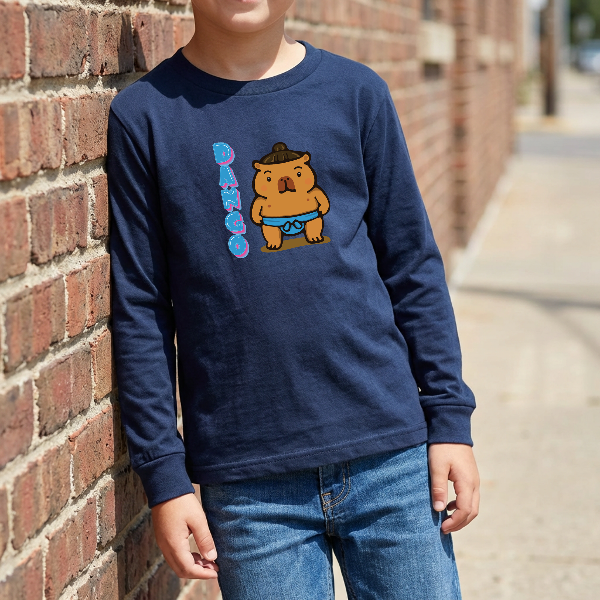 Dango the Sumo Lover Capybara Cartoon long sleeve shirt, Cute Kawaii Animal Gift