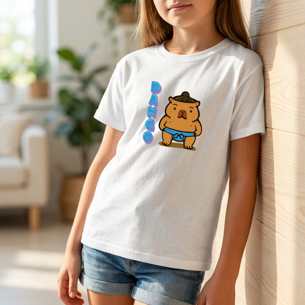 Dango the Sumo Lover Capybara Cartoon T-Shirt, Cute Kawaii Animal Gift