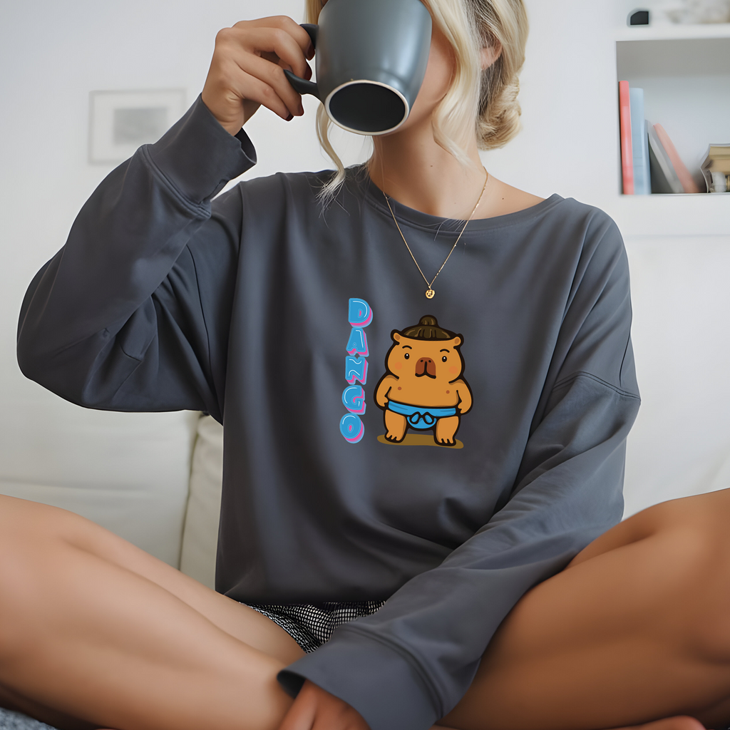 Dango the Sumo Lover Capybara Cartoon long sleeve shirt, Cute Kawaii Animal Gift