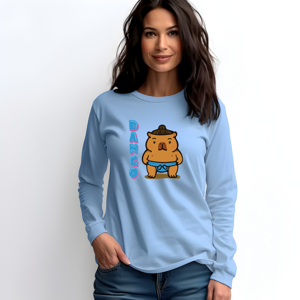 Dango the Sumo Lover Capybara Cartoon long sleeve shirt, Cute Kawaii Animal Gift