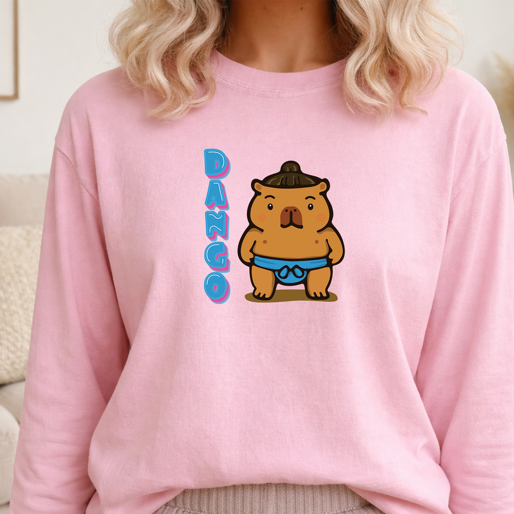Dango the Sumo Lover Capybara Cartoon long sleeve shirt, Cute Kawaii Animal Gift