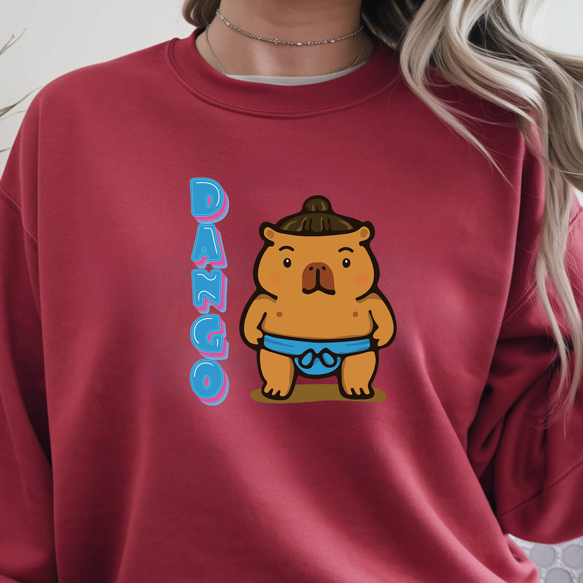 Dango the Sumo Lover Capybara Cartoon Sweater, Cute Kawaii Animal Gift