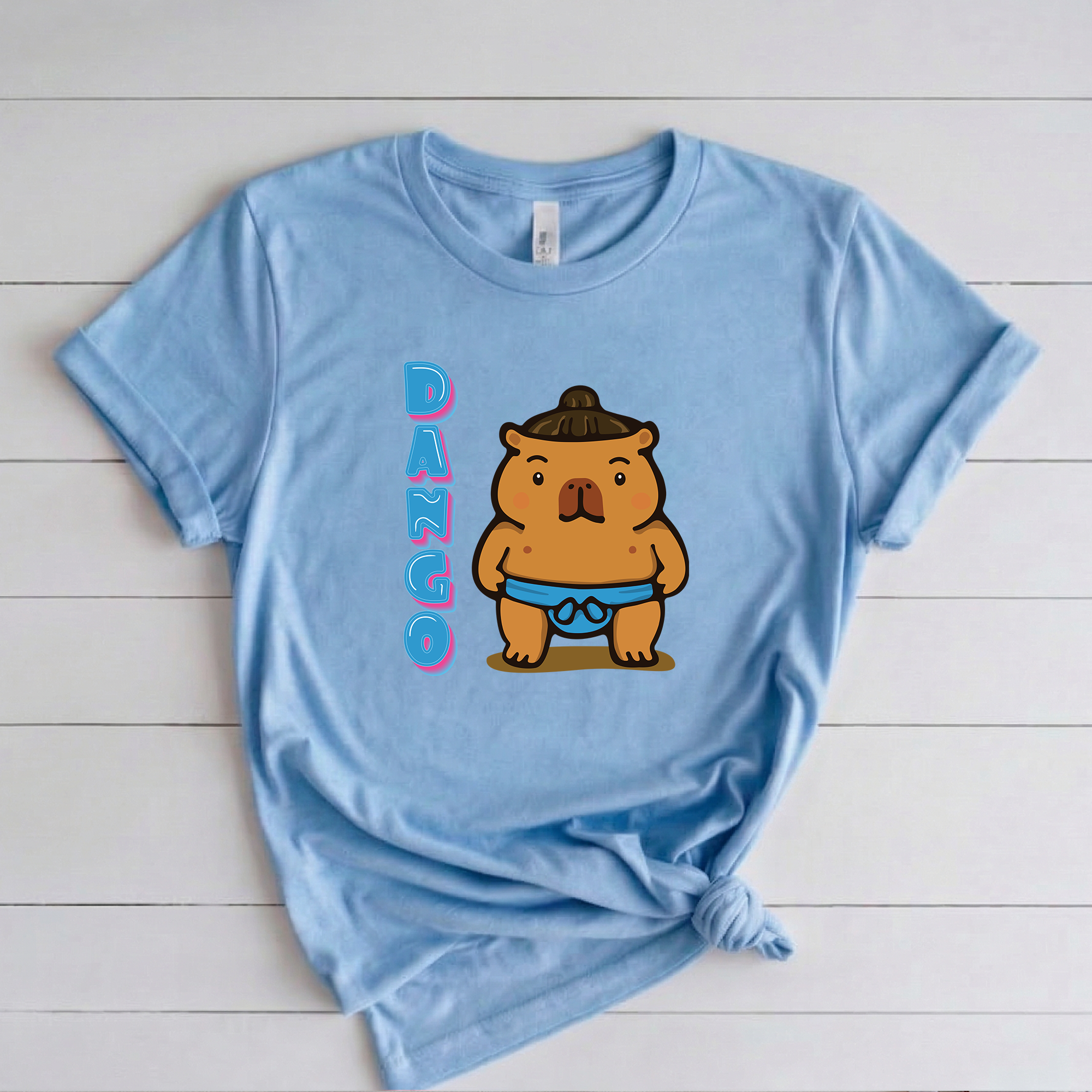 Dango the Sumo Lover Capybara Cartoon T-Shirt, Cute Kawaii Animal Gift