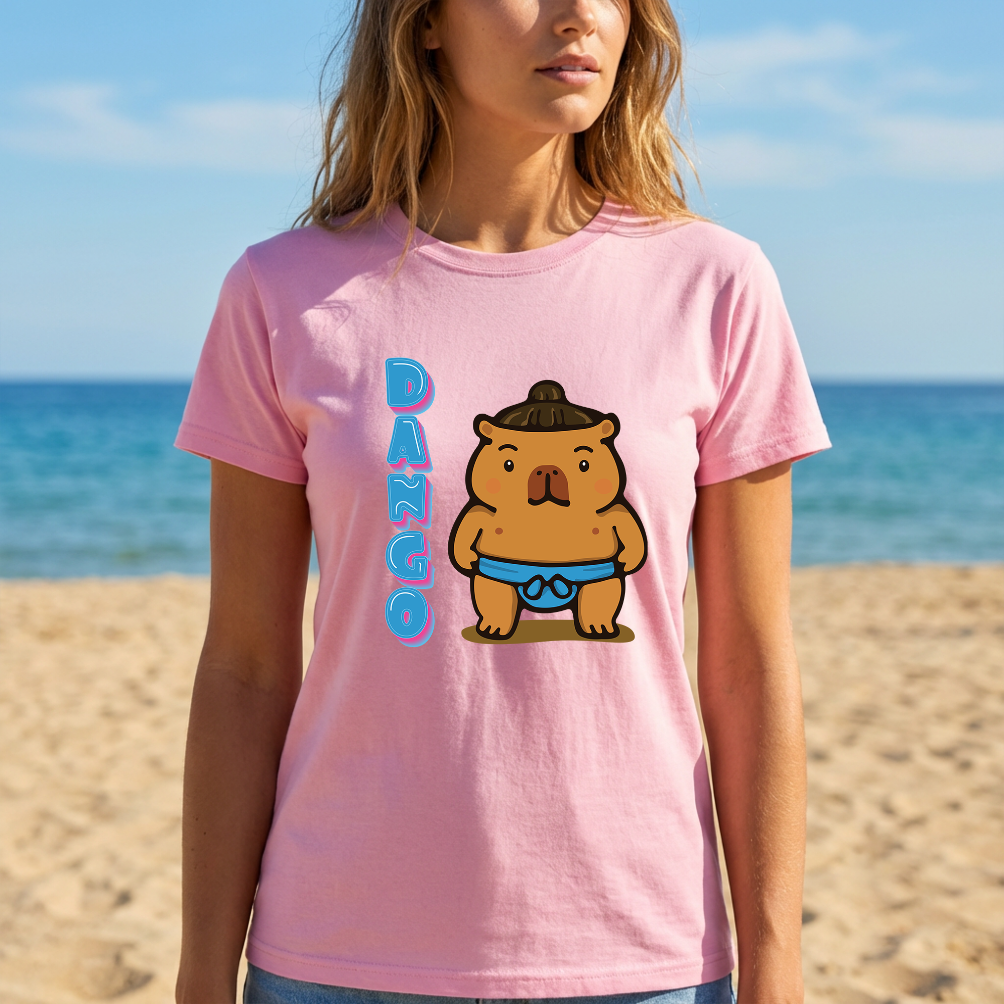 Dango the Sumo Lover Capybara Cartoon T-Shirt, Cute Kawaii Animal Gift