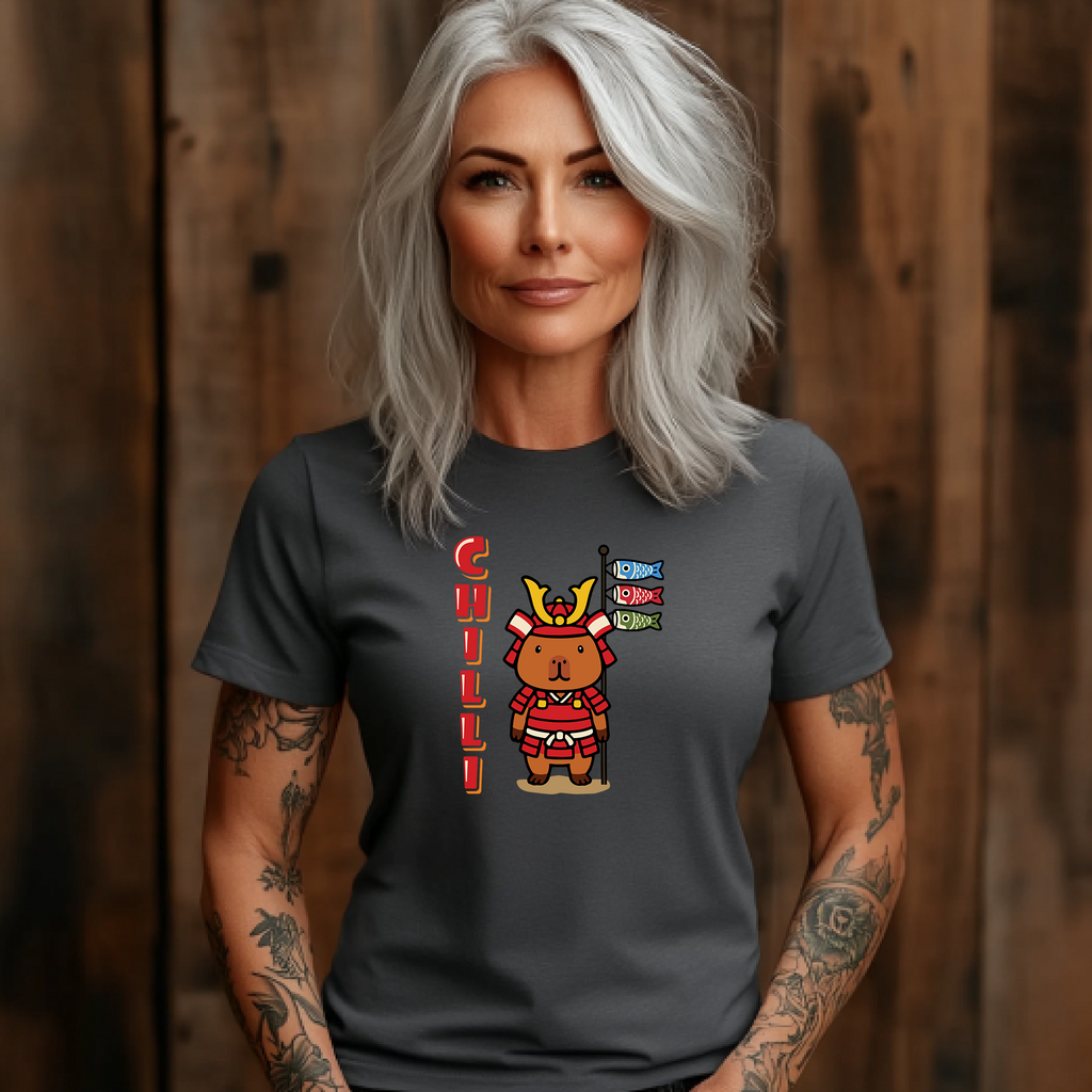 Chilli the Samurai Warrior Capybara Cartoon T-Shirt, Cute Kawaii Animal Gift
