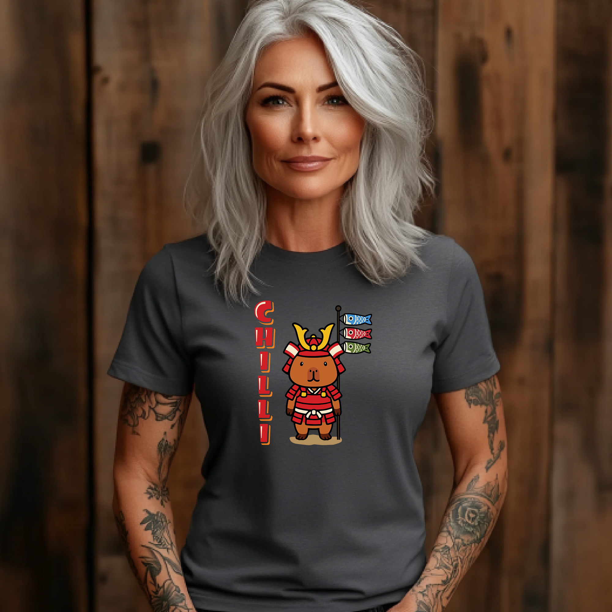 Chilli the Samurai Warrior Capybara Cartoon T-Shirt, Cute Kawaii Animal Gift