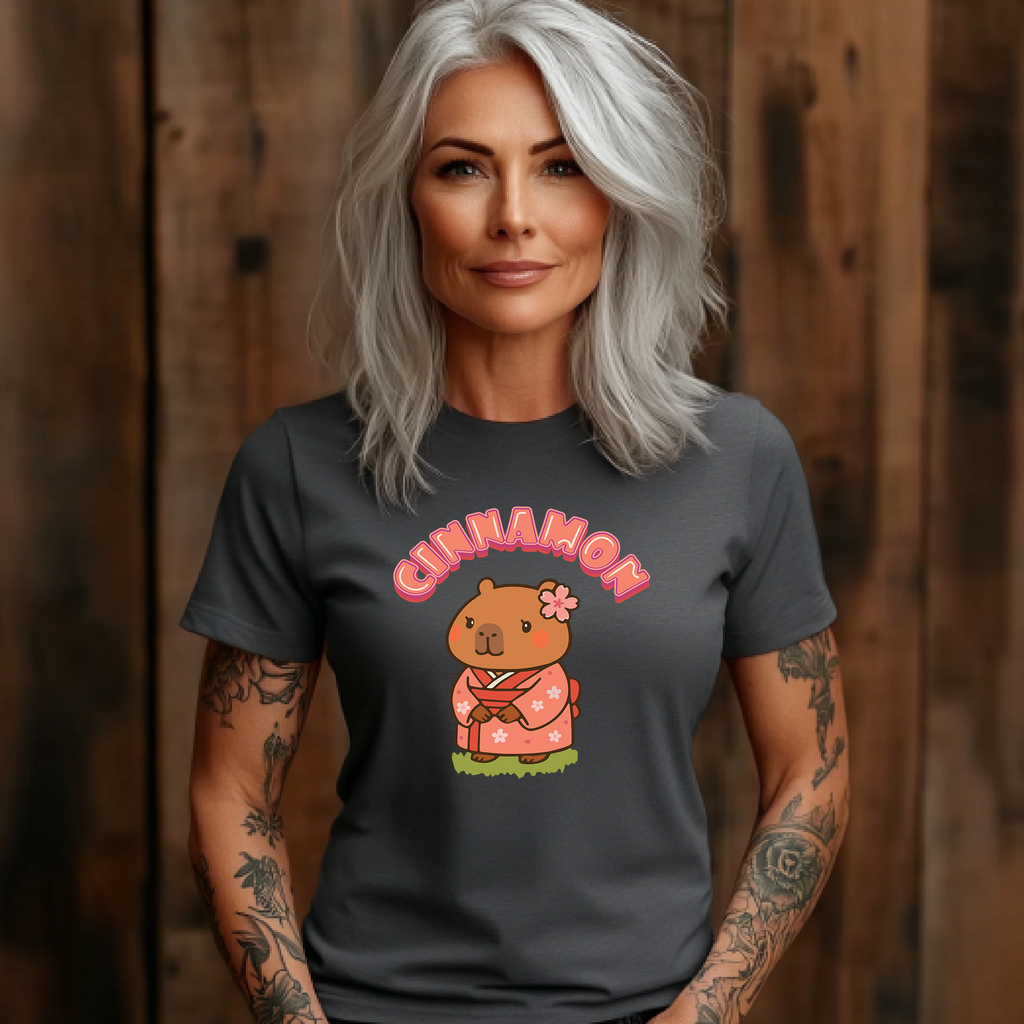 Cinnamon the Cherry Blossom Lover Capybara Cartoon T-Shirt, Cute Kawaii Animal Gift