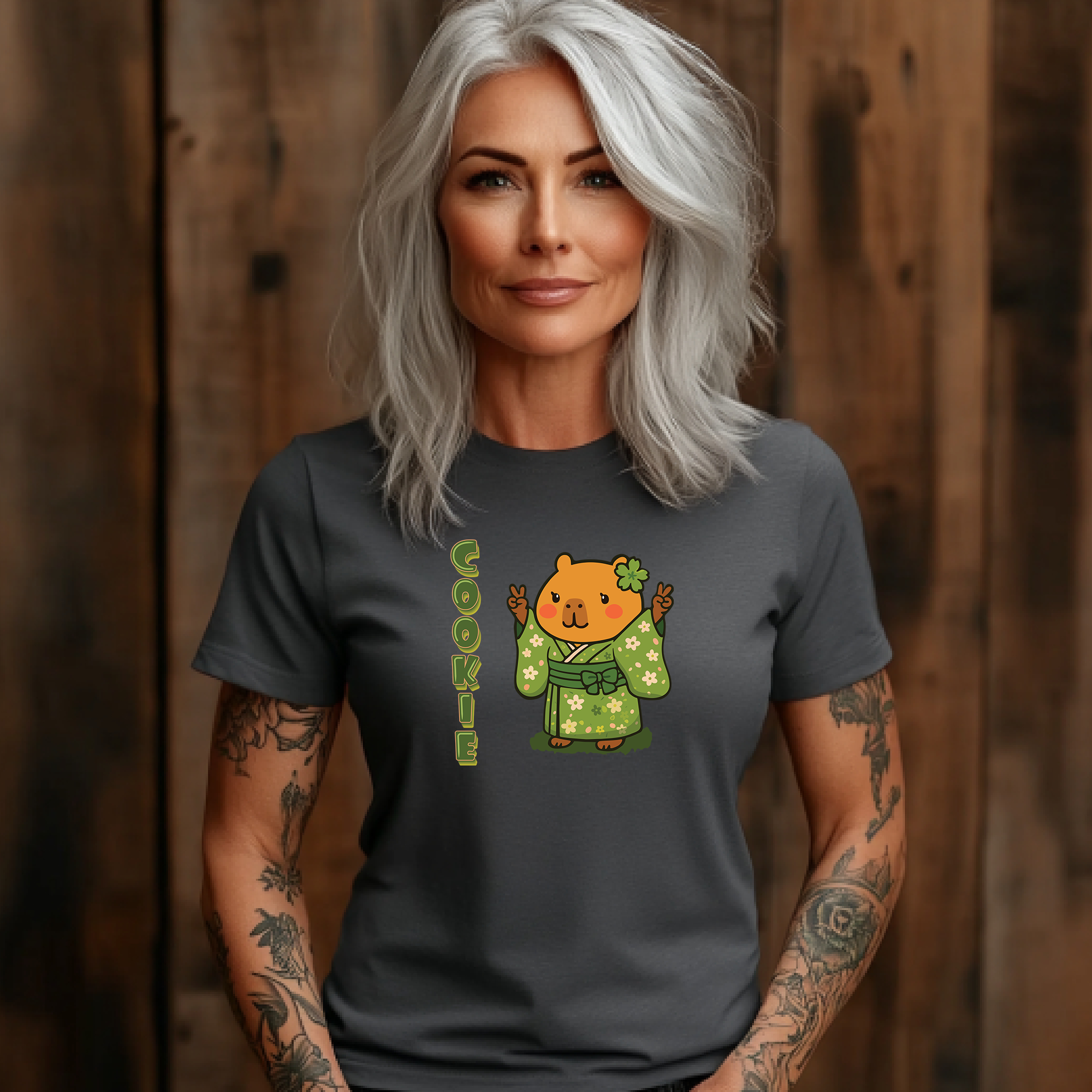 Cookie the Fun Lover Capybara Cartoon T-Shirt, Cute Kawaii Animal Gift for Adults