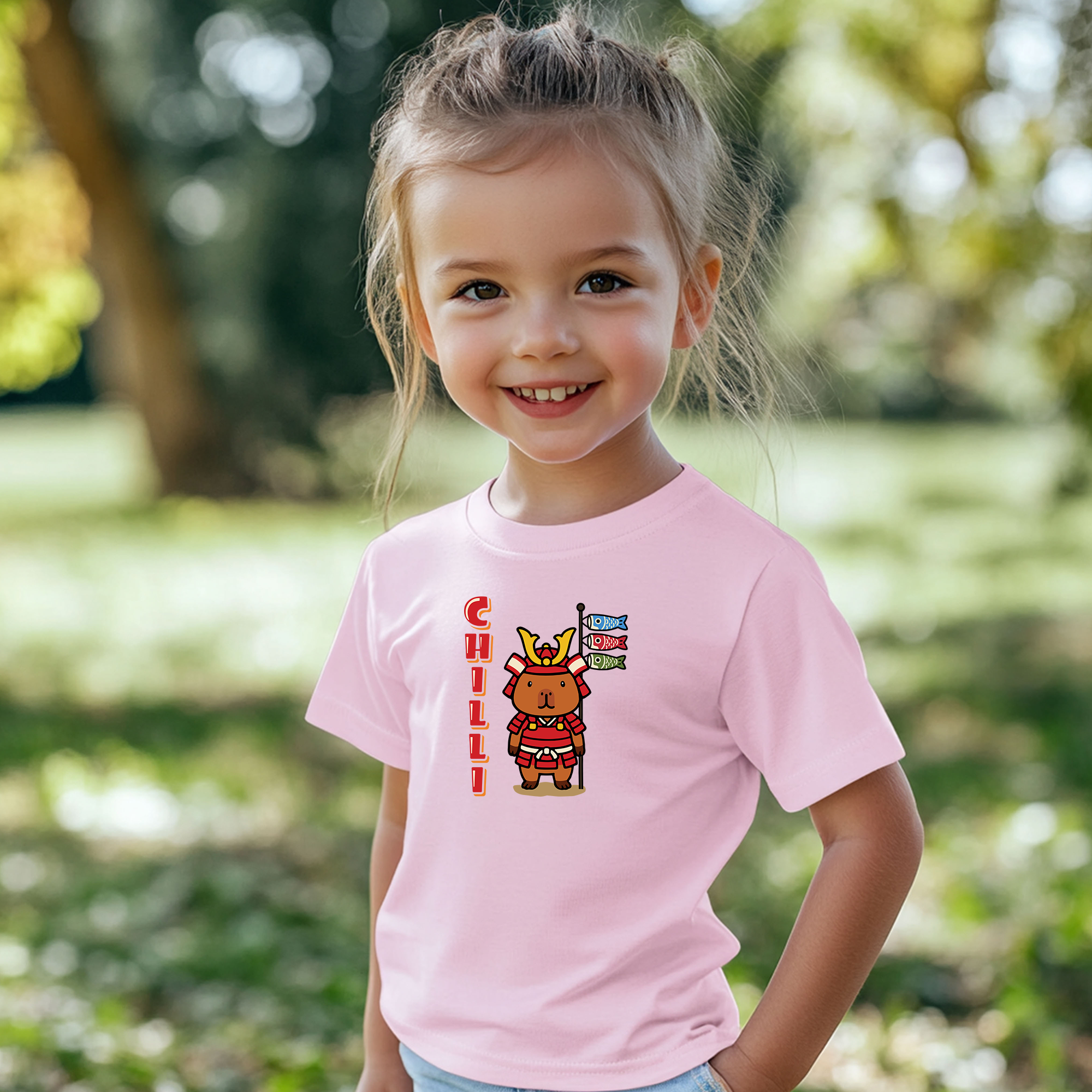 Chilli the Samurai Warrior Capybara Cartoon T-Shirt, Cute Kawaii Animal Gift