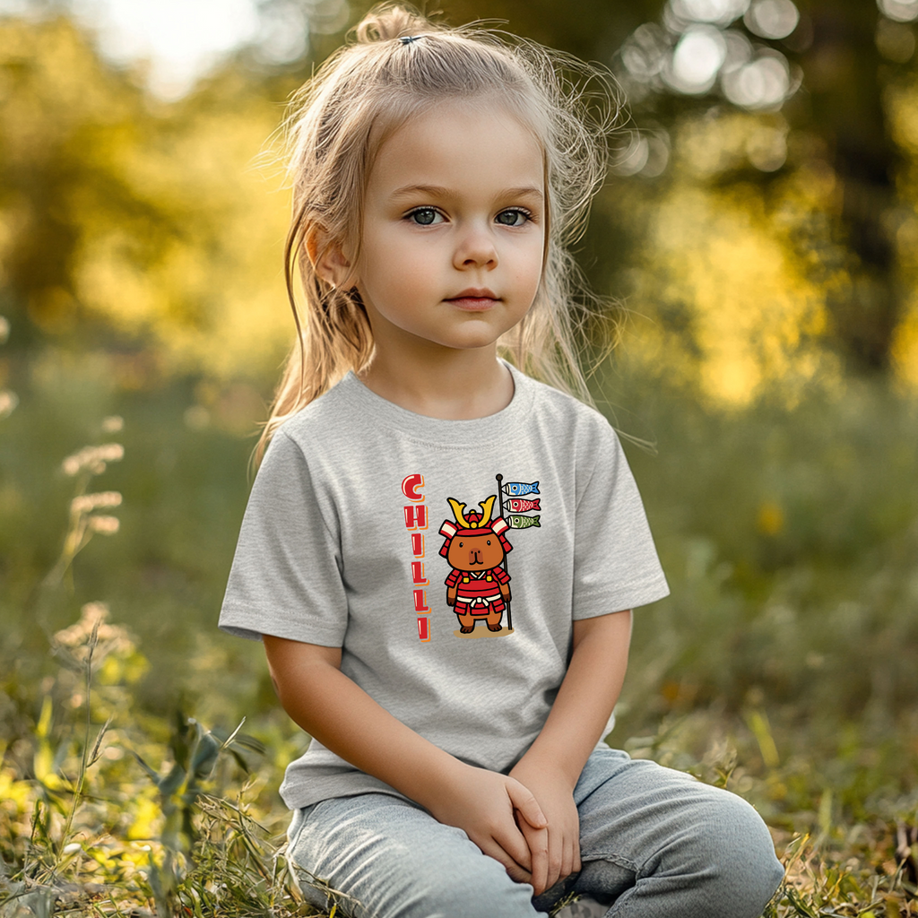 Chilli the Samurai Warrior Capybara Cartoon T-Shirt, Cute Kawaii Animal Gift