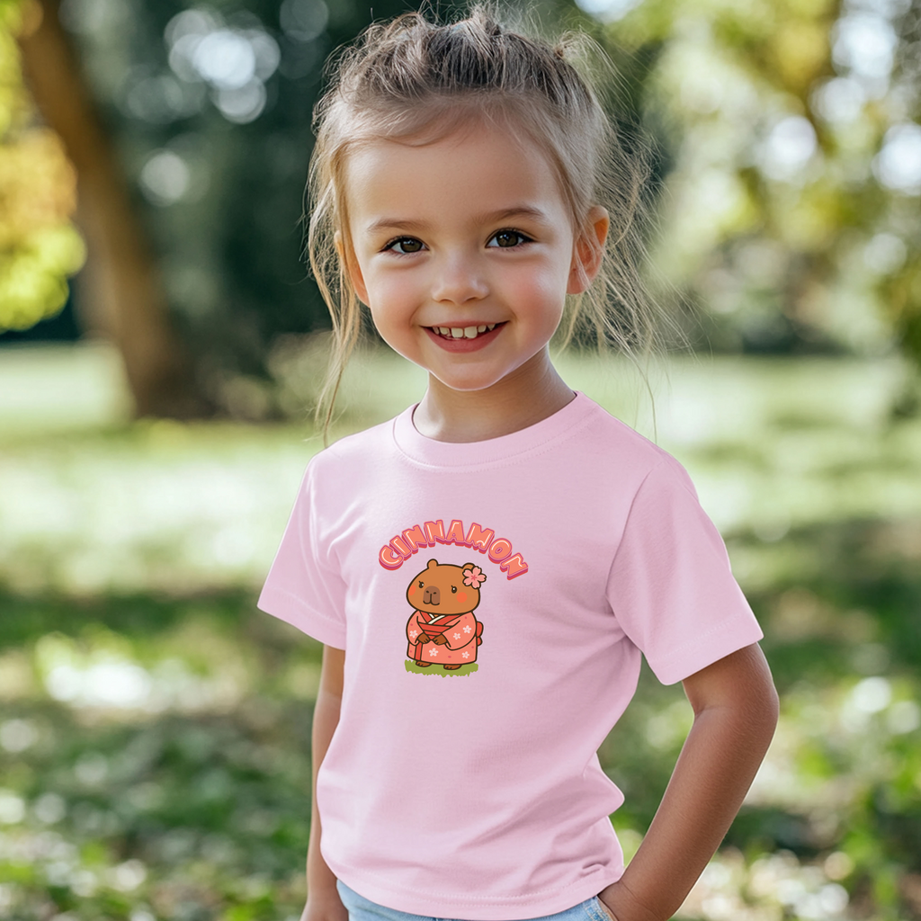 Cinnamon the Cherry Blossom Lover Capybara Cartoon T-Shirt, Cute Kawaii Animal Gift
