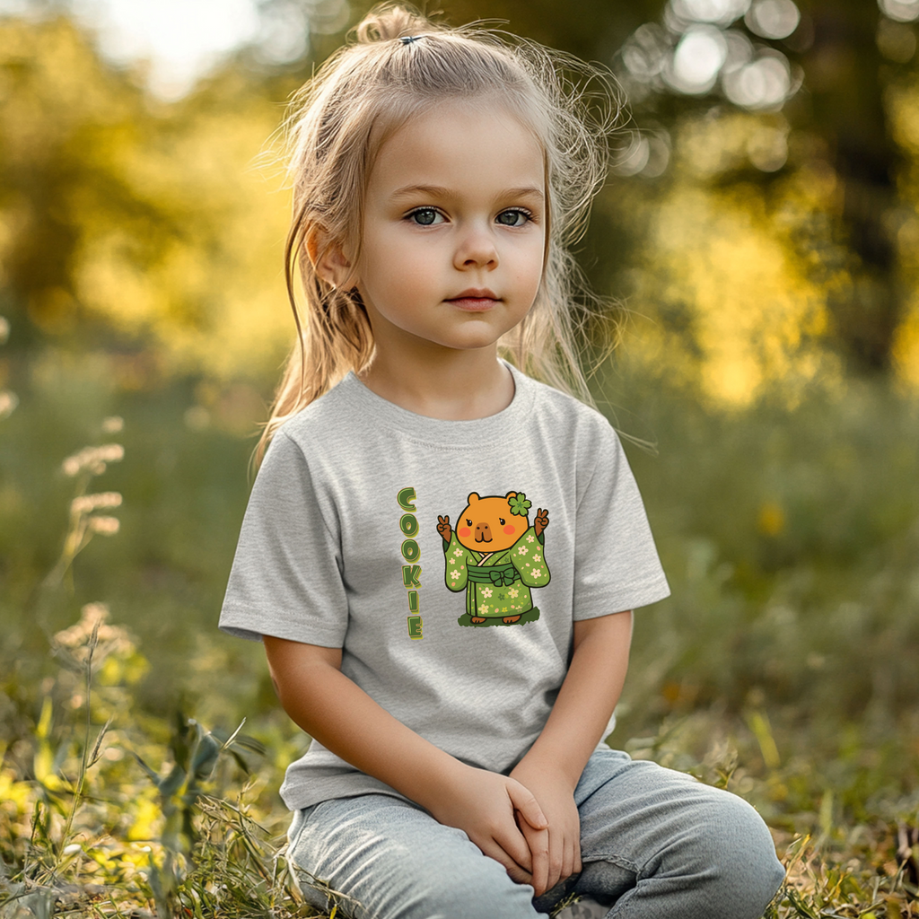 Cookie the Fun Lover Capybara Cartoon T-Shirt, Cute Kawaii Animal Gift