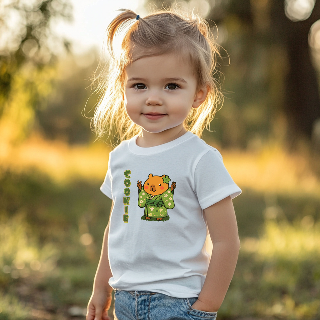 Cookie the Fun Lover Capybara Cartoon T-Shirt, Cute Kawaii Animal Gift