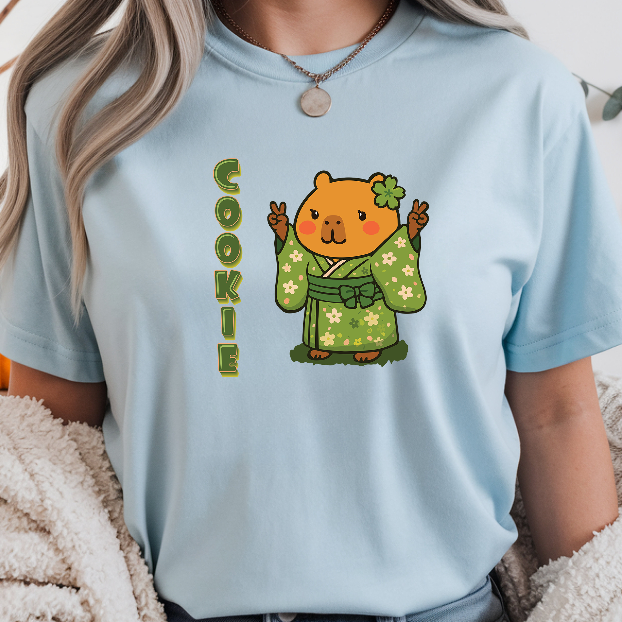 Cookie the Fun Lover Capybara Cartoon T-Shirt, Cute Kawaii Animal Gift