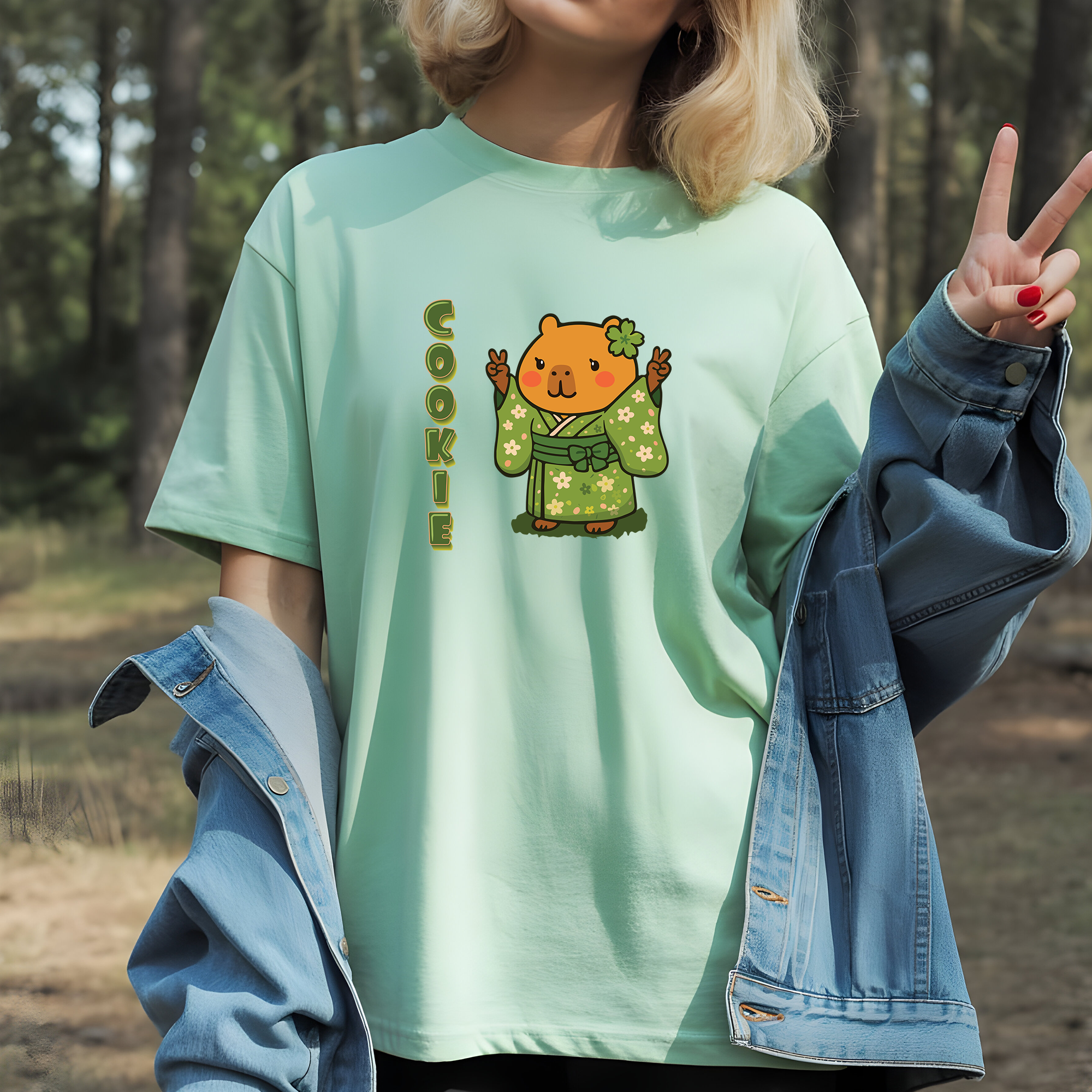 Cookie the Fun Lover Capybara Cartoon T-Shirt, Cute Kawaii Animal Gift