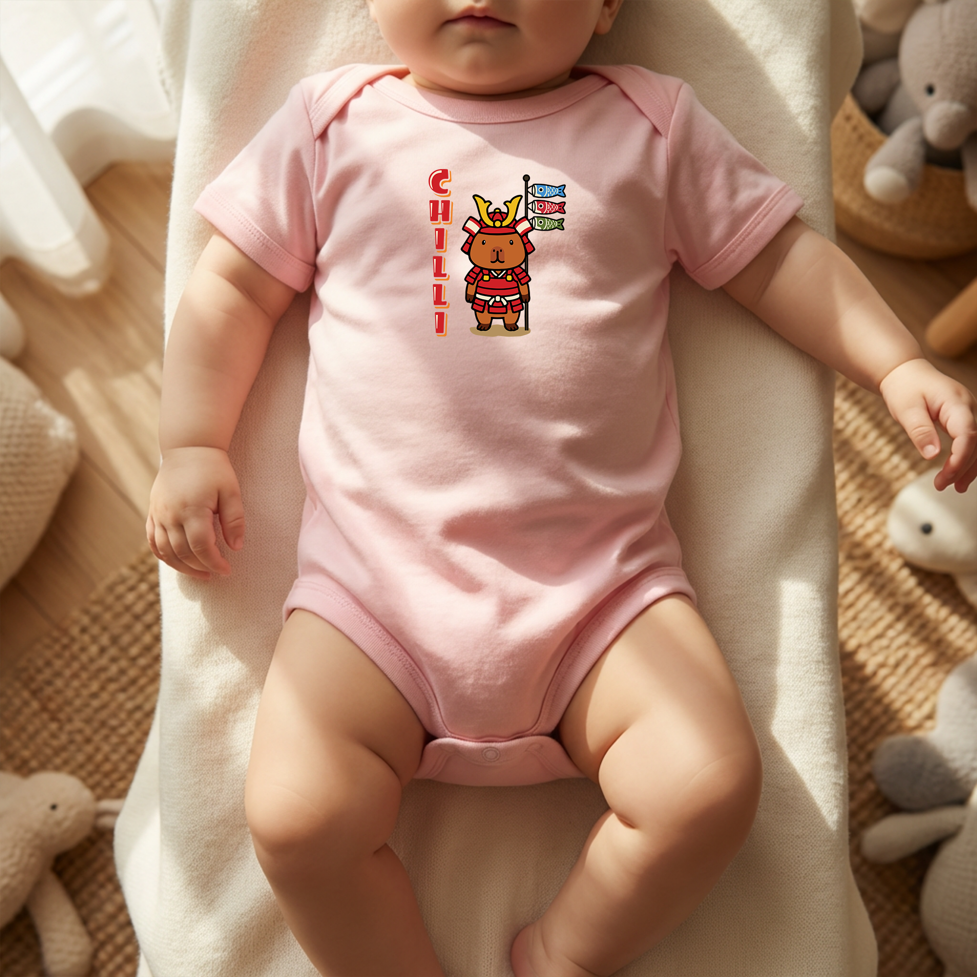Chilli the Samurai Warrior Capybara Cartoon Bodysuit, Cute Kawaii Animal Gift