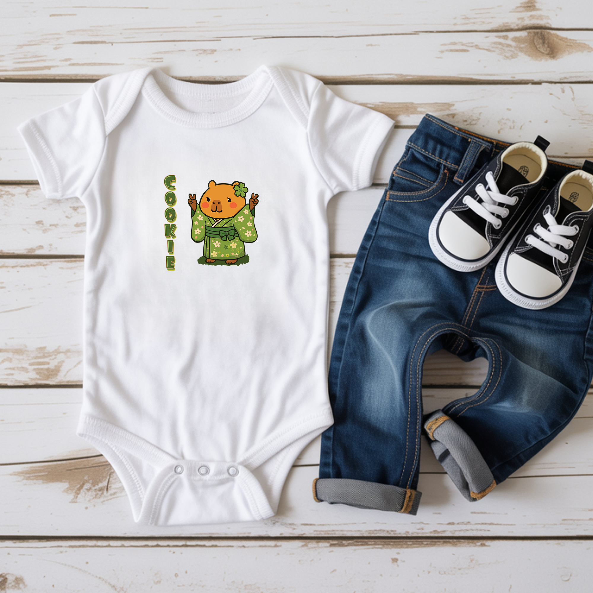 Cookie the Fun Lover Capybara Cartoon Bodysuit, Cute Kawaii Animal Gift